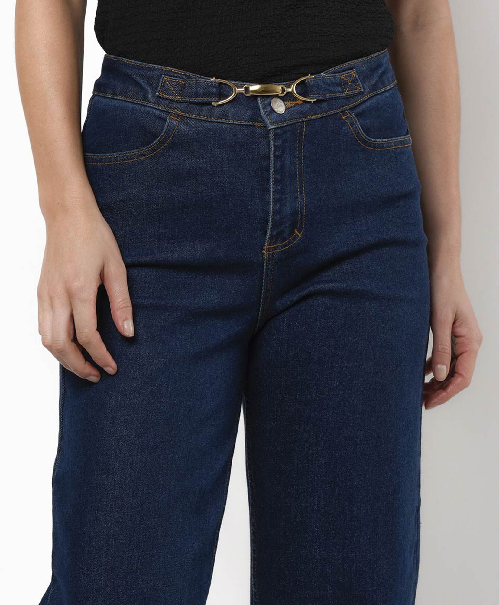 Jeans mujer accesorio pretina wide Jeans mujer accesorio pretina wide