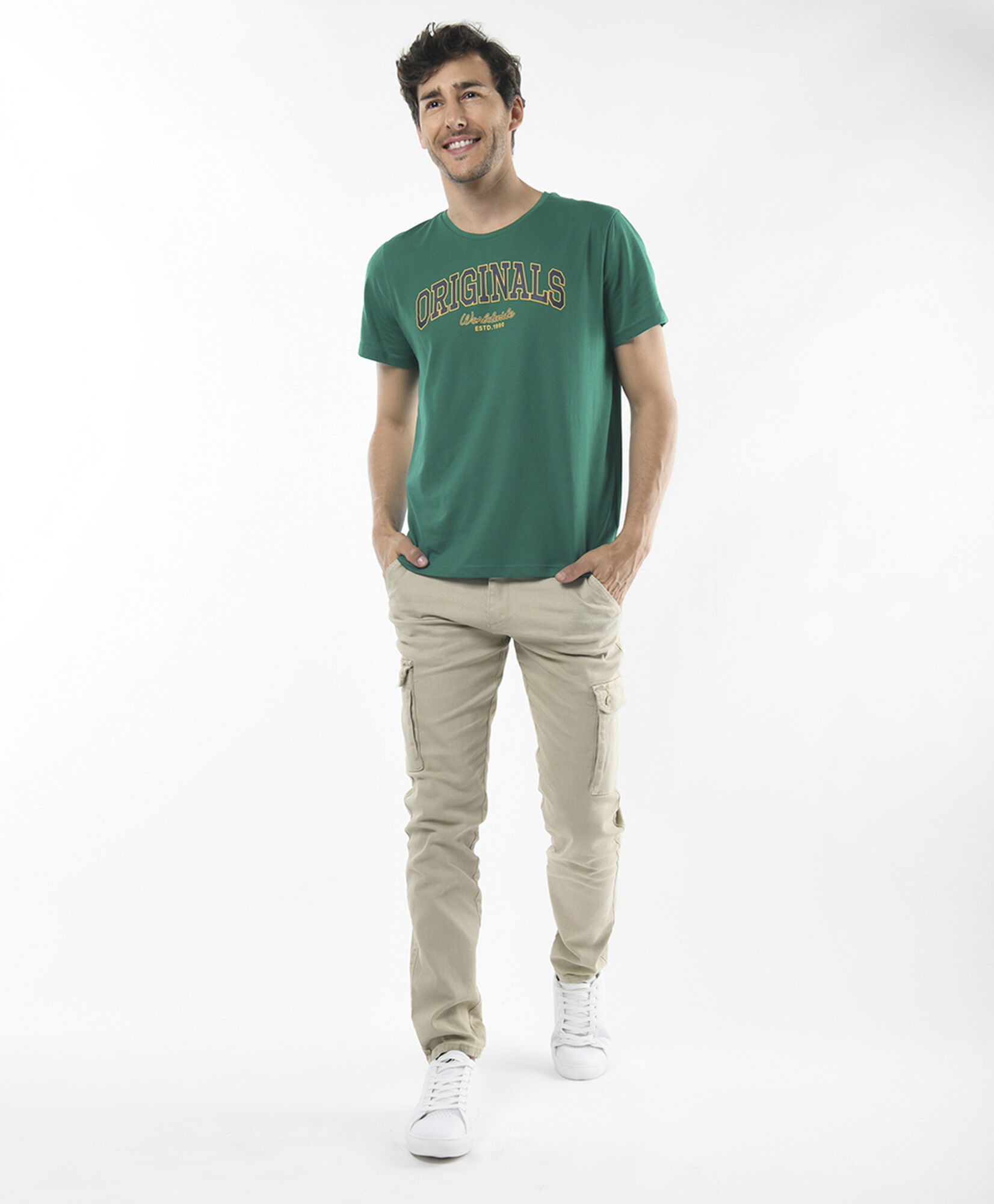 Pantalón hombre cargo liso skinny fit Pantalón hombre cargo liso skinny fit