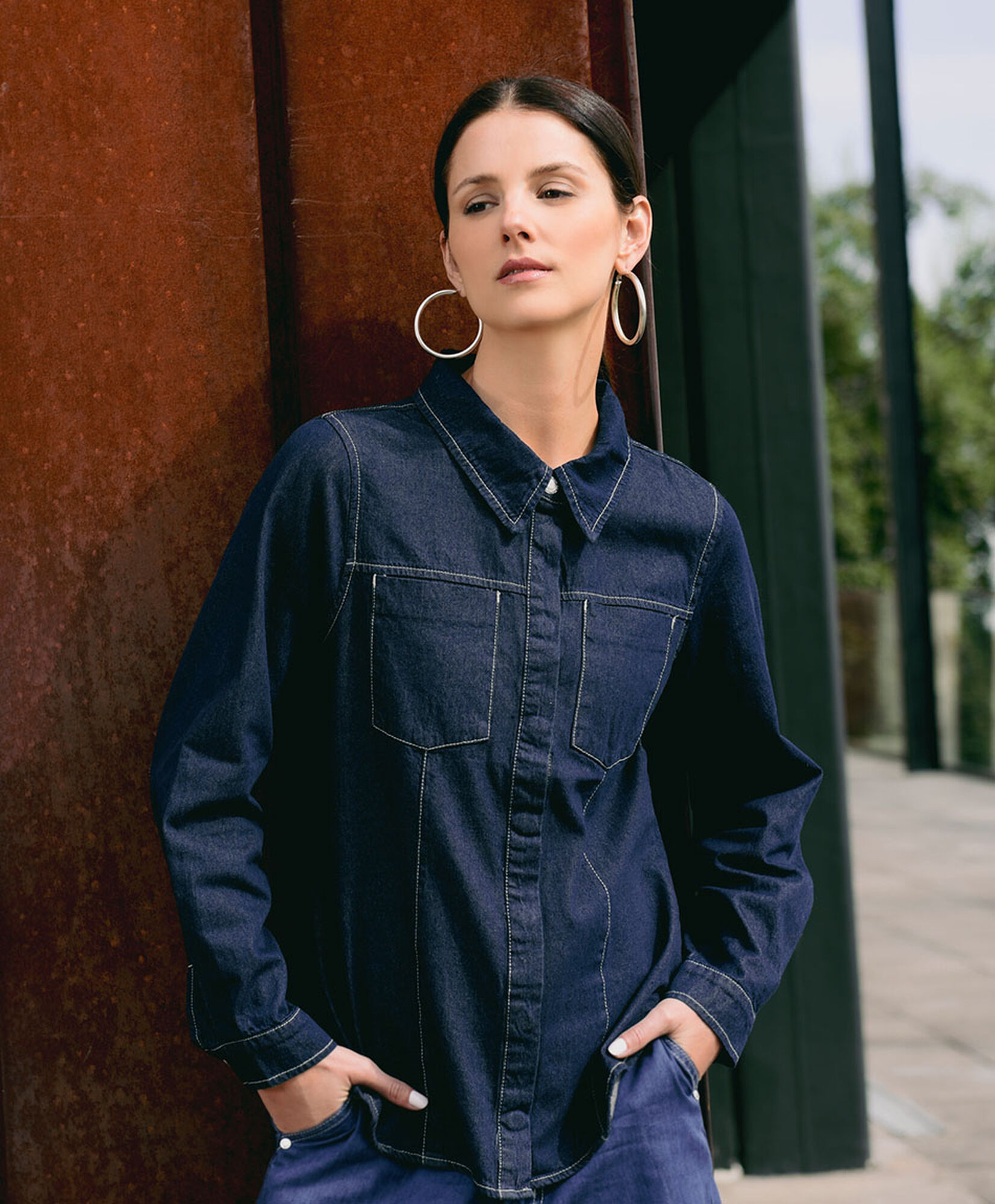 Blusa mujer denim bolsillos Blusa mujer denim bolsillos