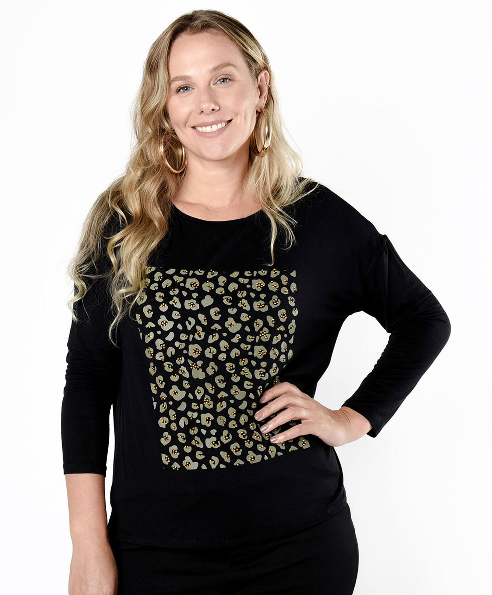 Polera mujer print con brillos Polera mujer print con brillos