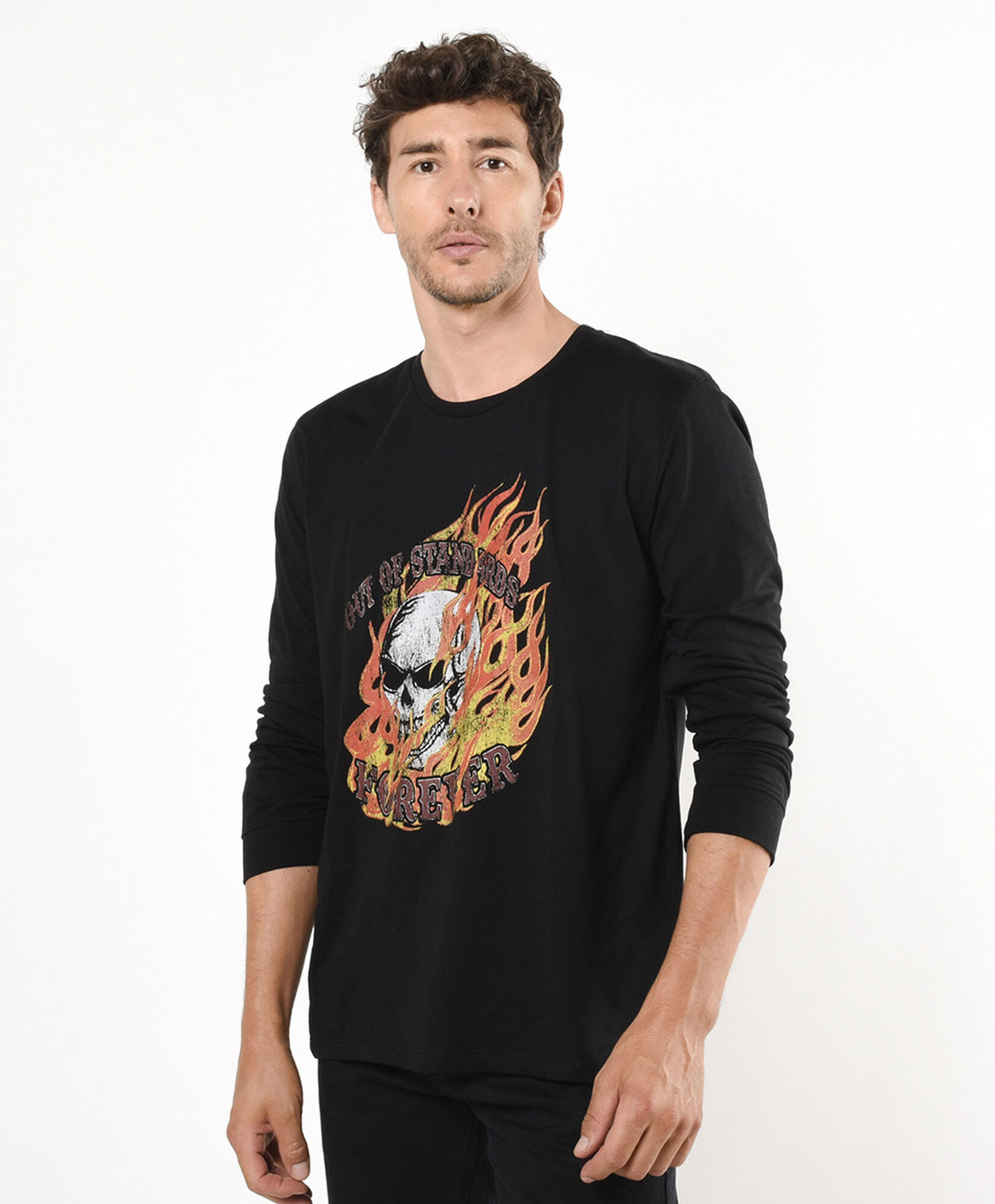 Polera hombre estampado fuego Polera hombre estampado fuego
