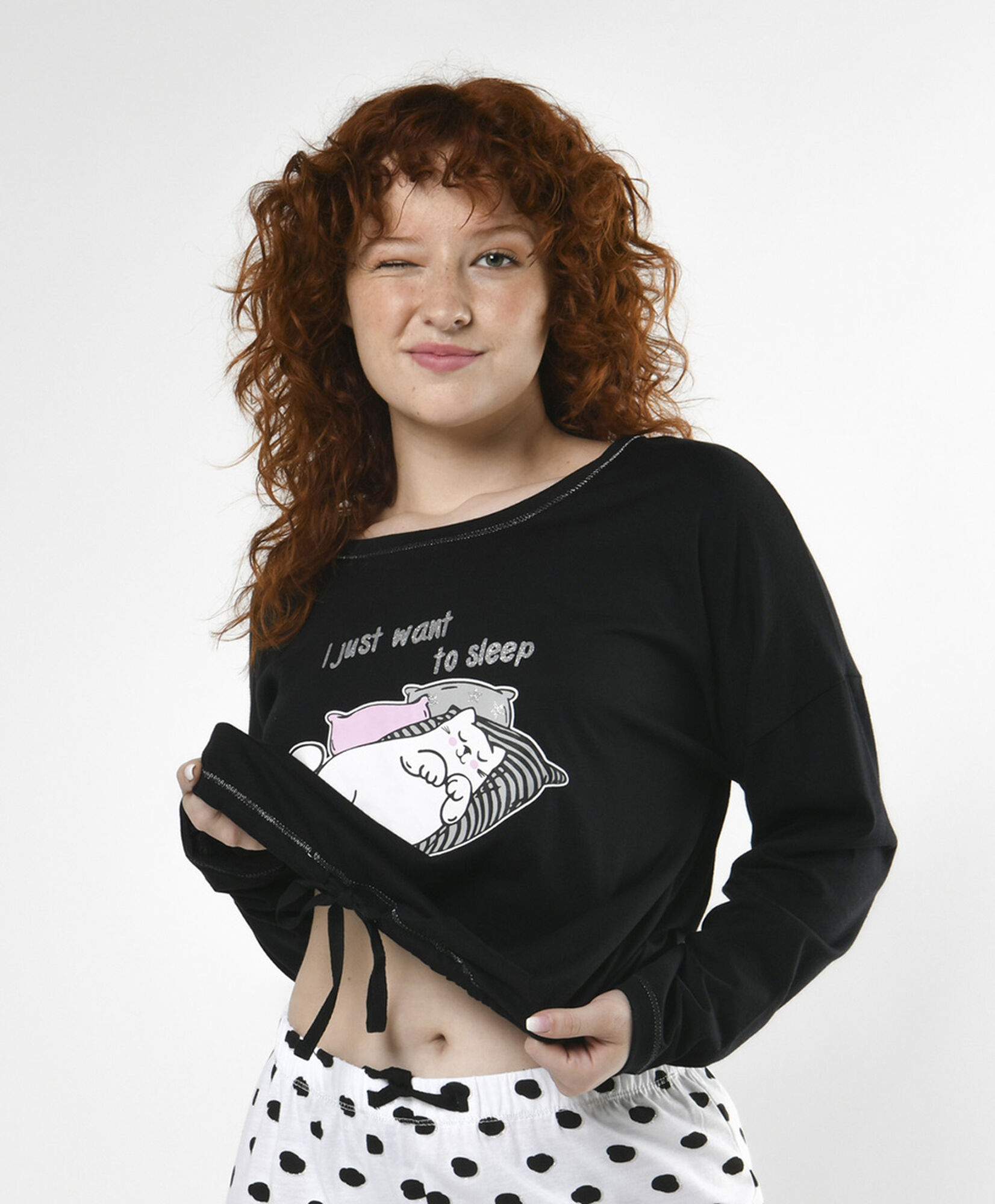 Pijama mujer polar gato puntos Pijama mujer polar gato puntos
