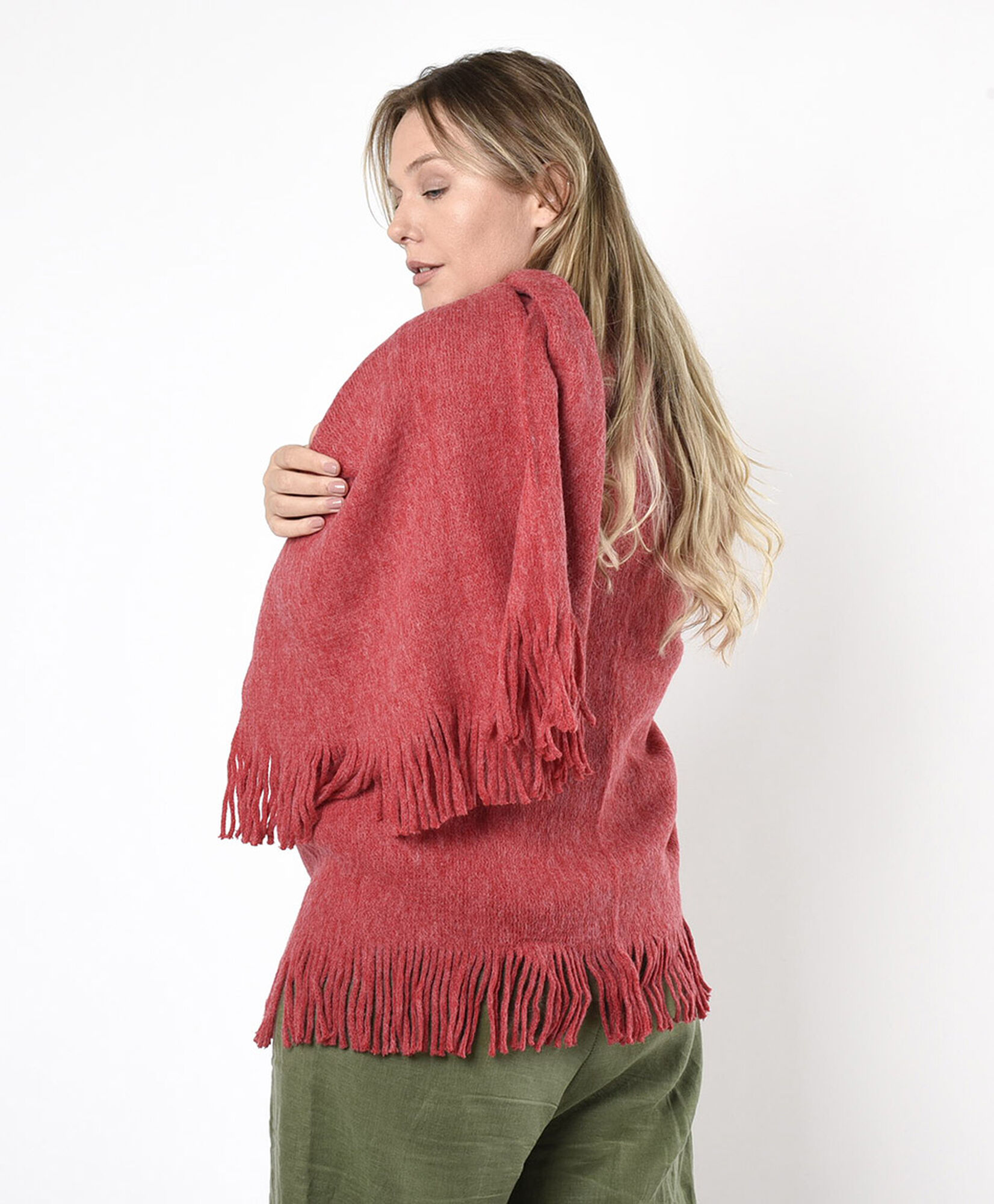 Poncho mujer liso flecos Poncho mujer liso flecos