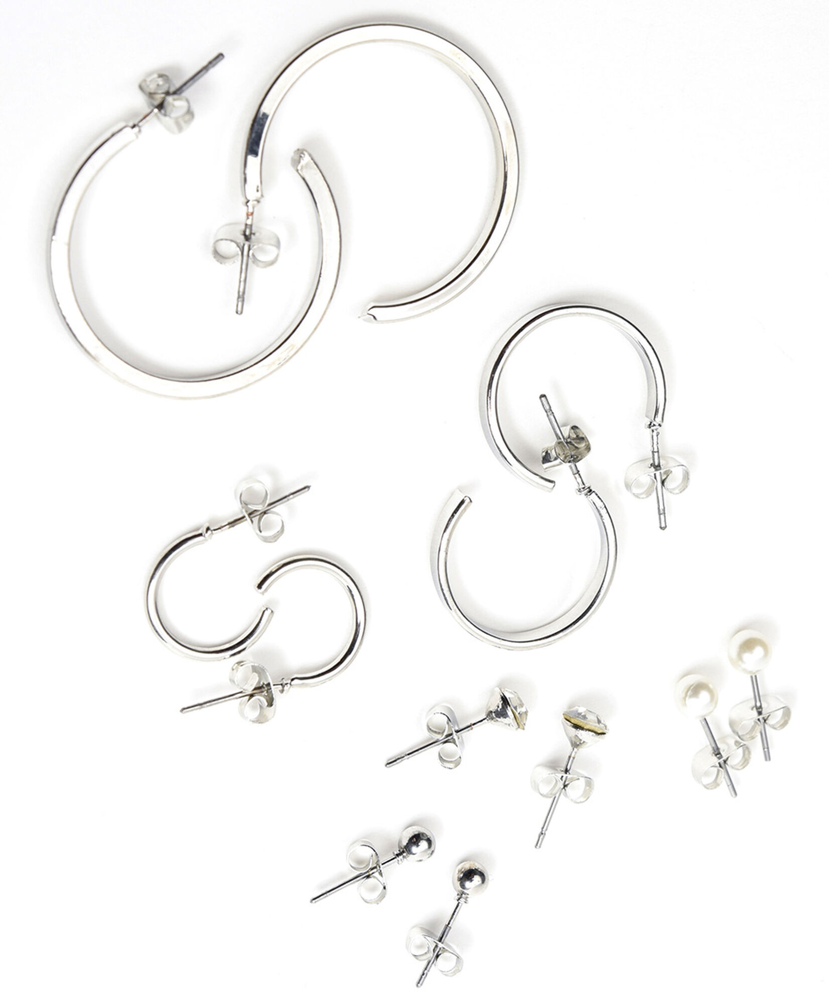 Set 6 aros mujer plateados Set 6 aros mujer plateados