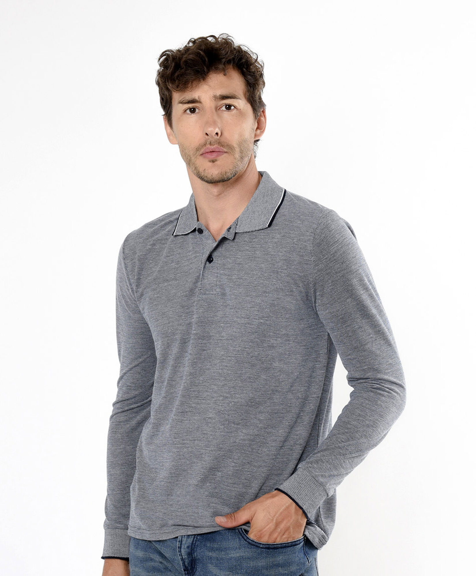Polera hombre lisa cuello piqué Polera hombre lisa cuello piqué