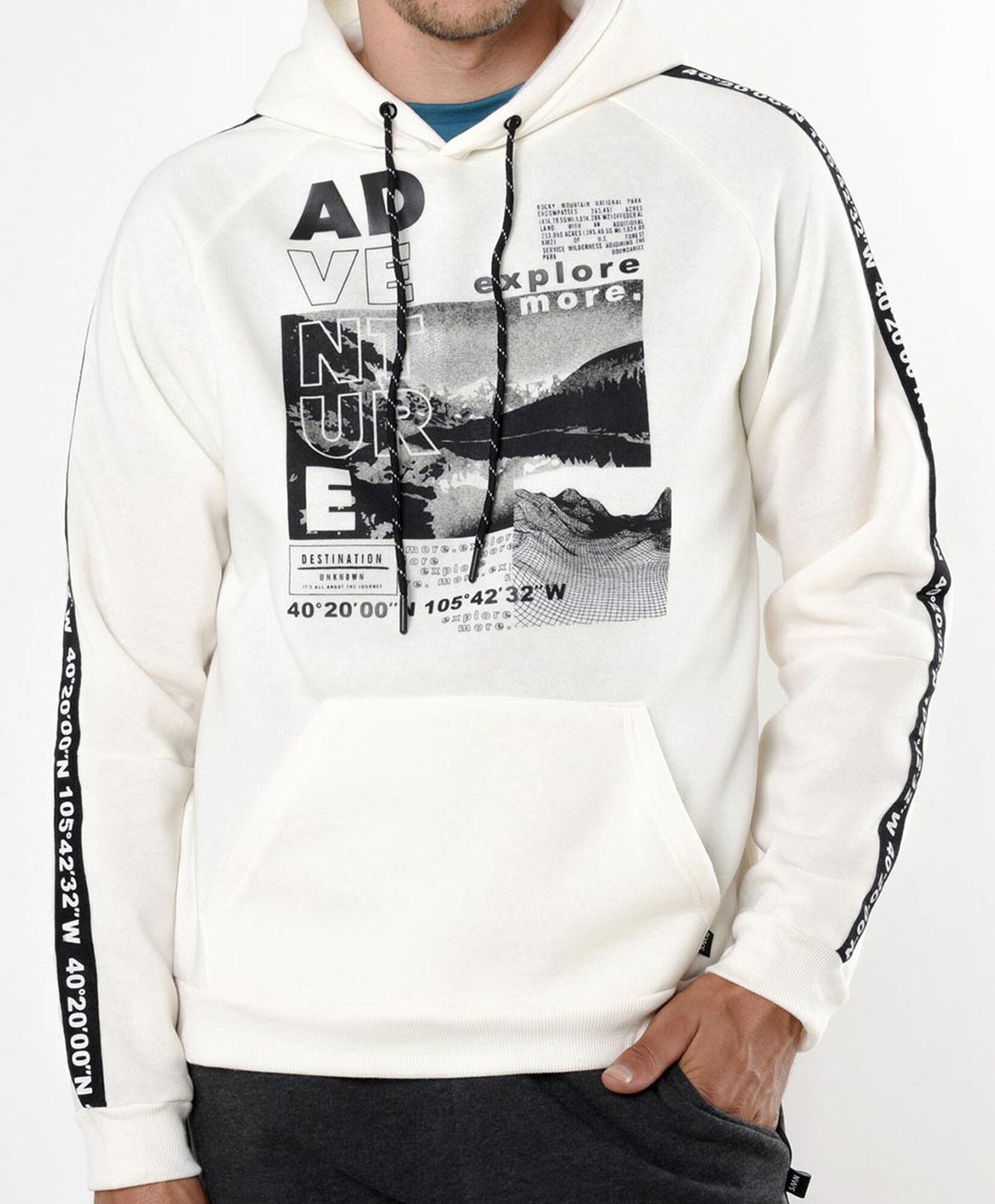 Polerón deportivo hombre franja en mangas Polerón deportivo hombre franja en mangas