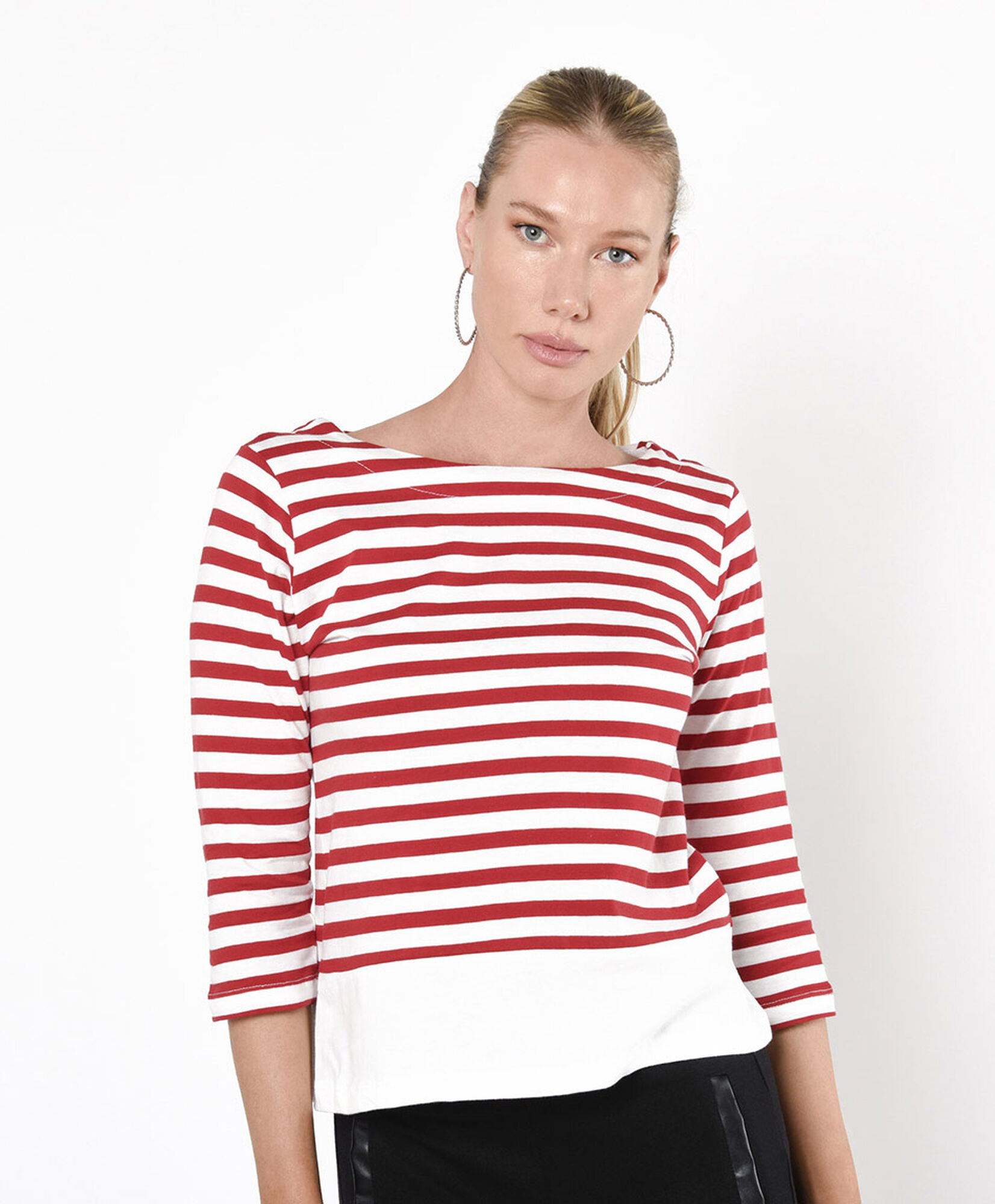 Polera mujer rayas pretina blanca Polera mujer rayas pretina blanca