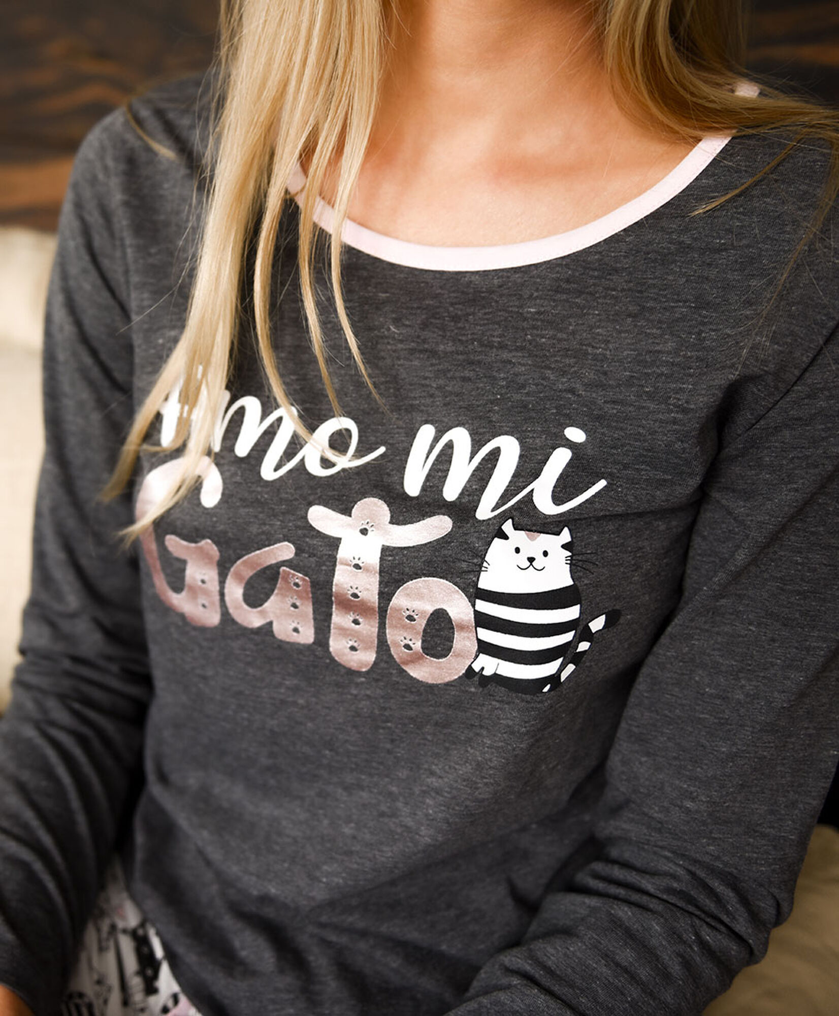 Pijama mujer estampado gato Pijama mujer estampado gato
