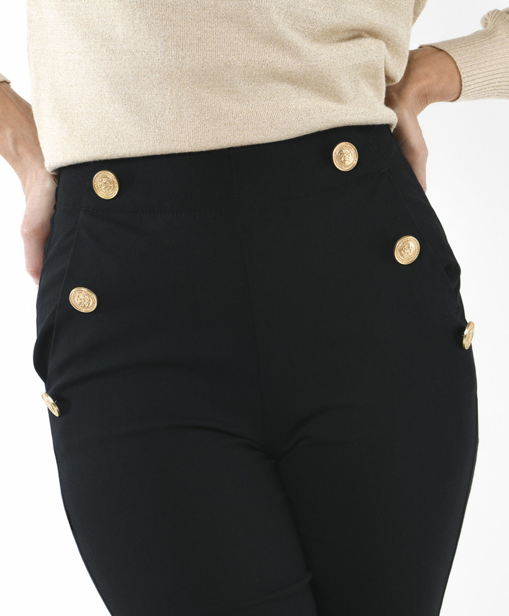Pantalón mujer botones skinny fit Pantalón mujer botones skinny fit
