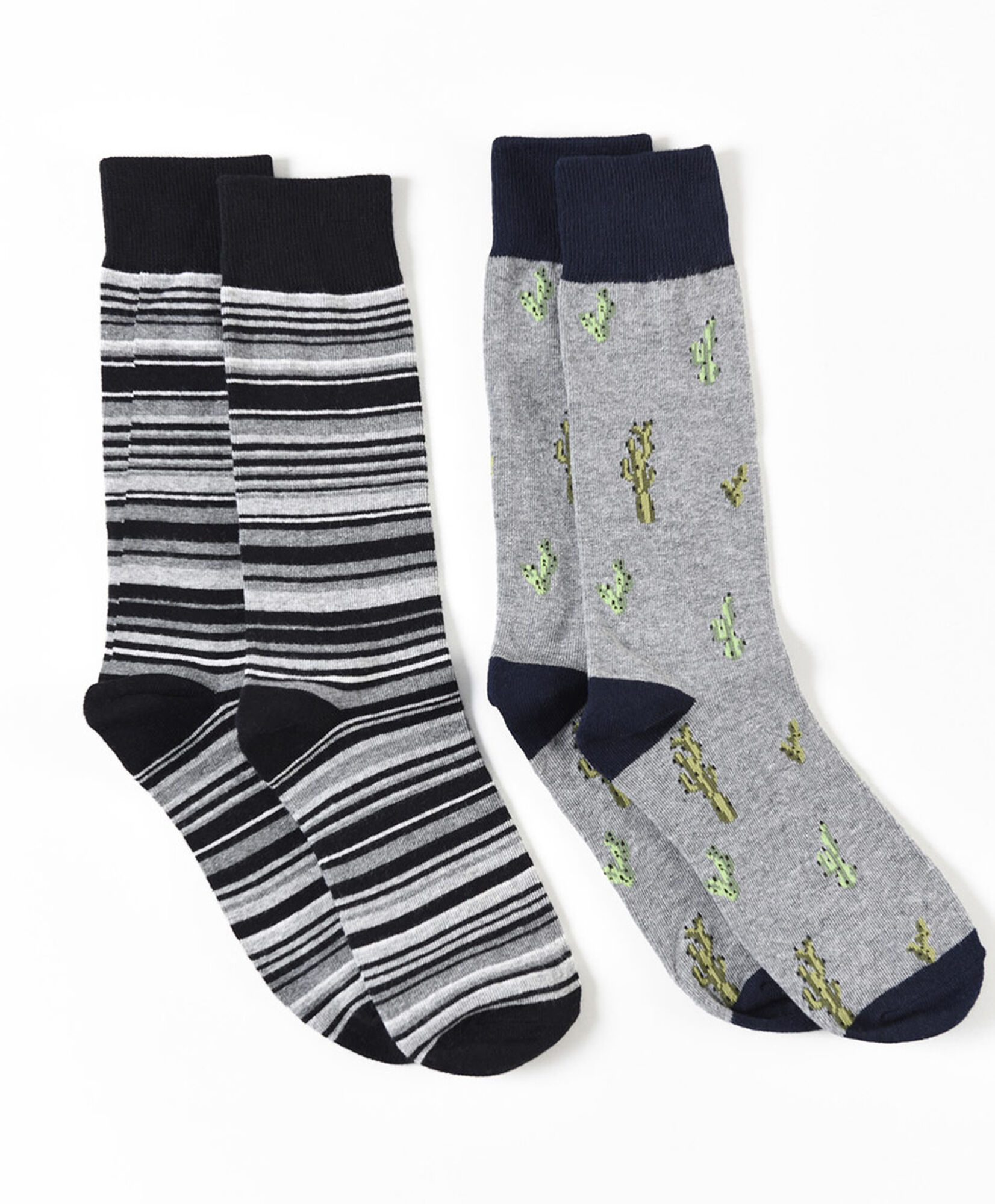 Pack 2 calcetines cactus y rayas Pack 2 calcetines cactus y rayas