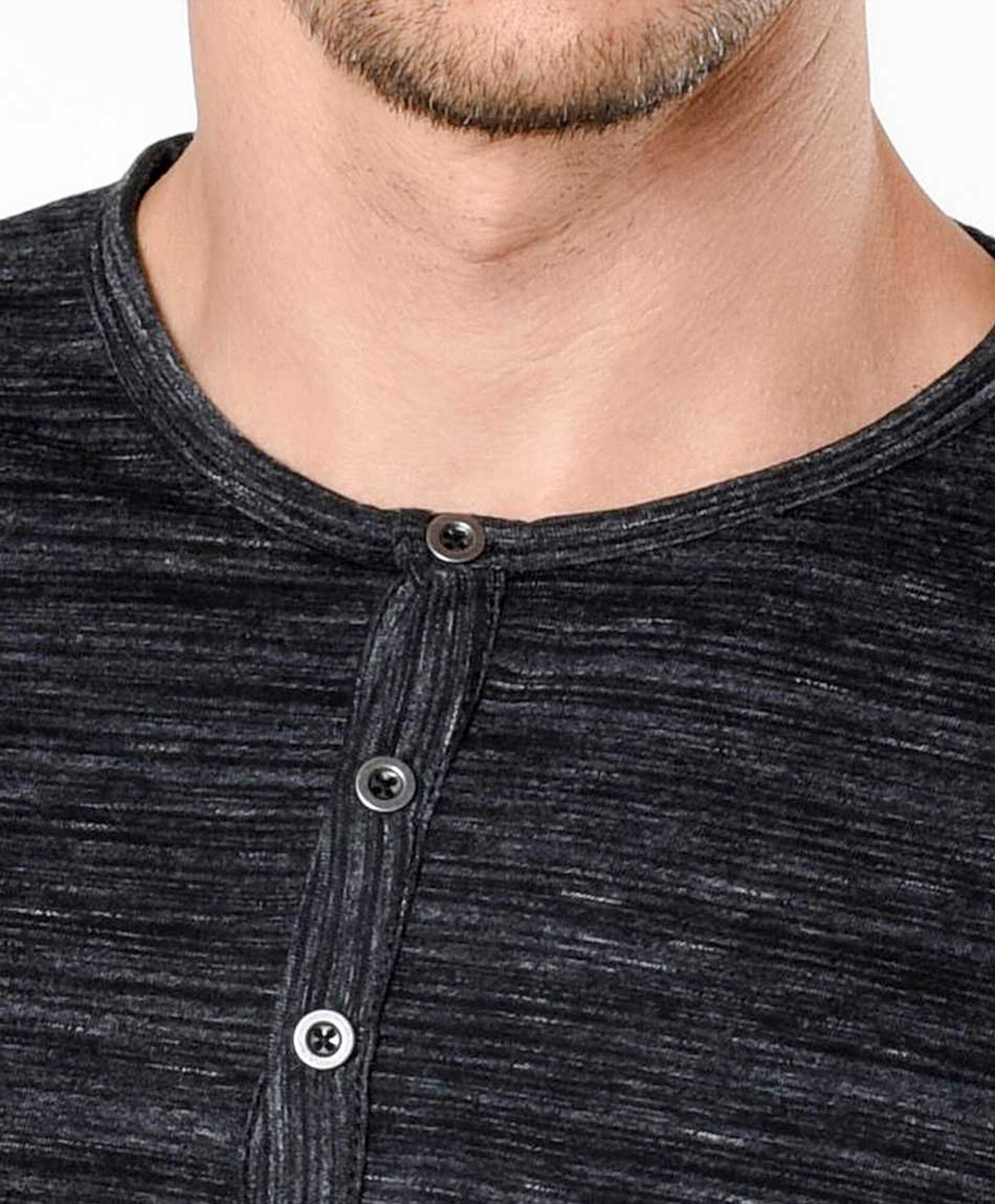 Polera hombre jaspeada botones Polera hombre jaspeada botones