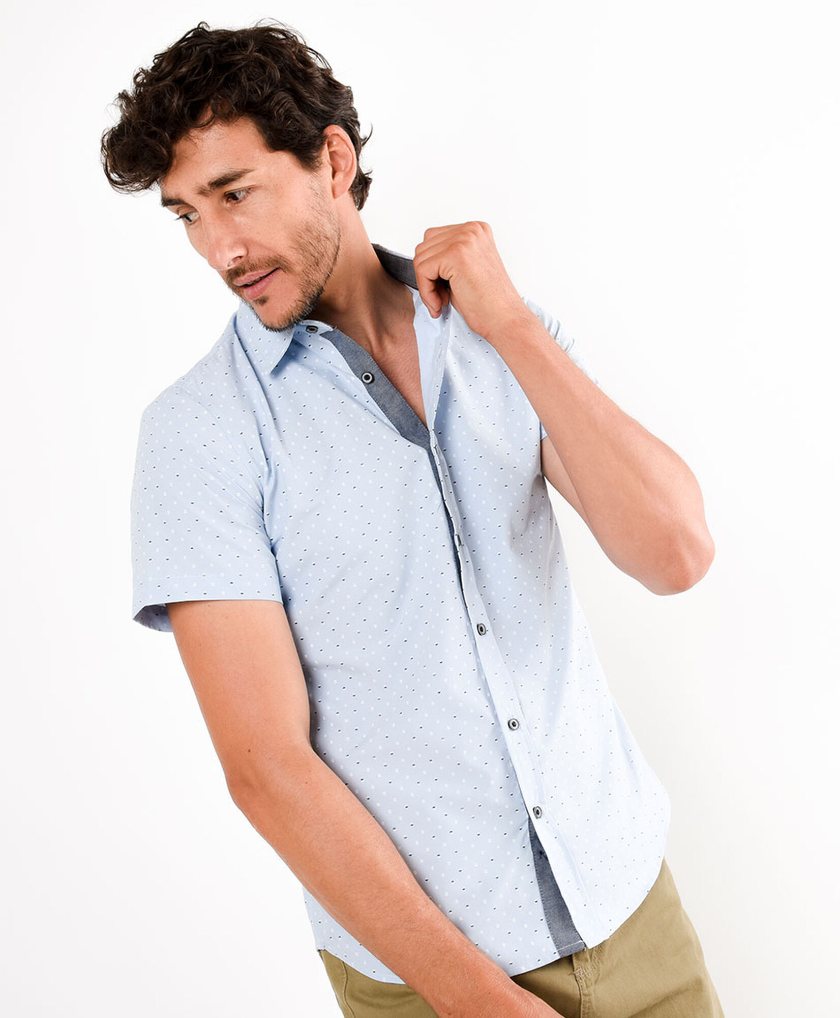 Camisa hombre puntitos bicolor Camisa hombre puntitos bicolor