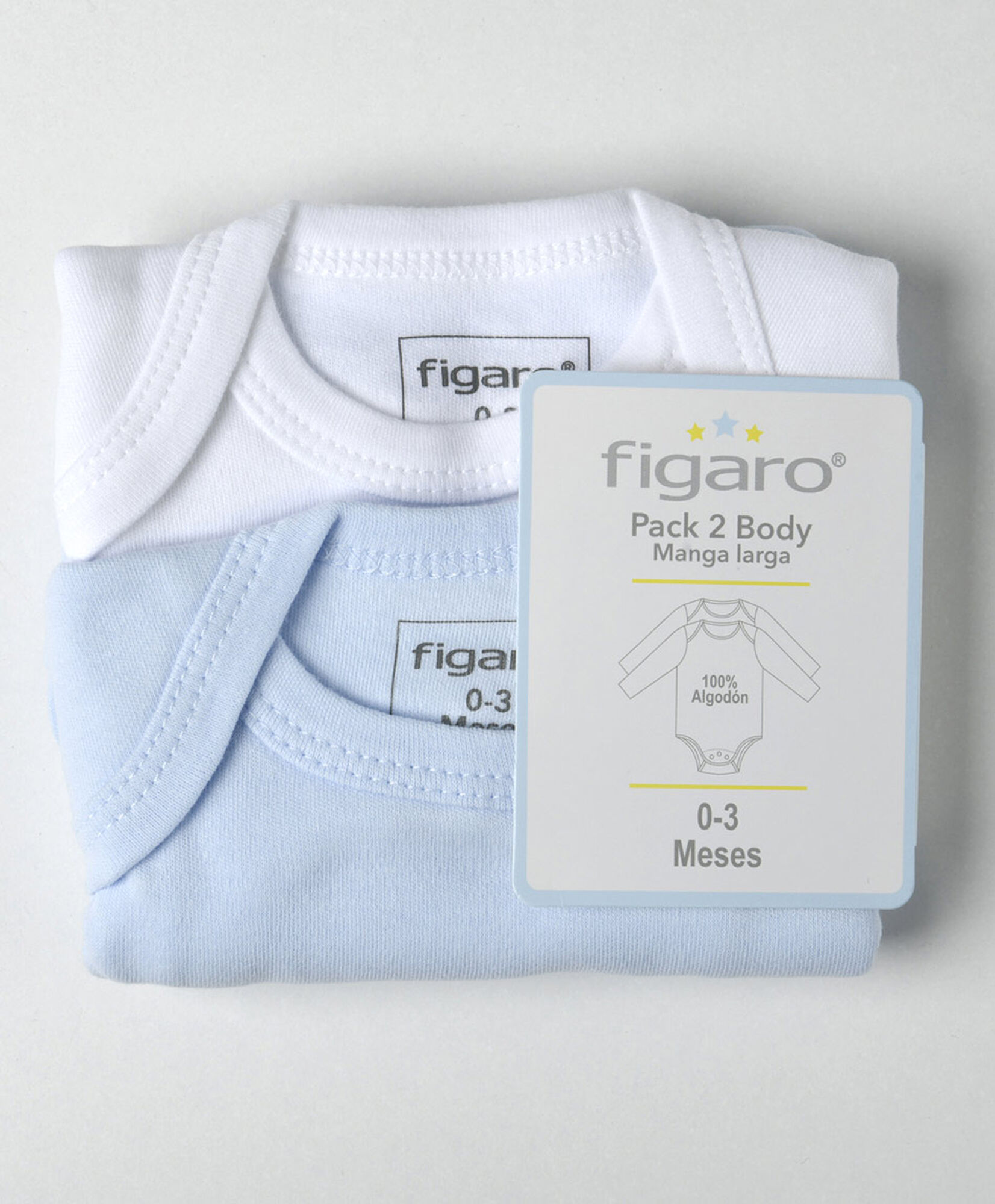Pack 2 bodies bebé blanco y azul manga larga Pack 2 bodies bebé blanco y azul manga larga