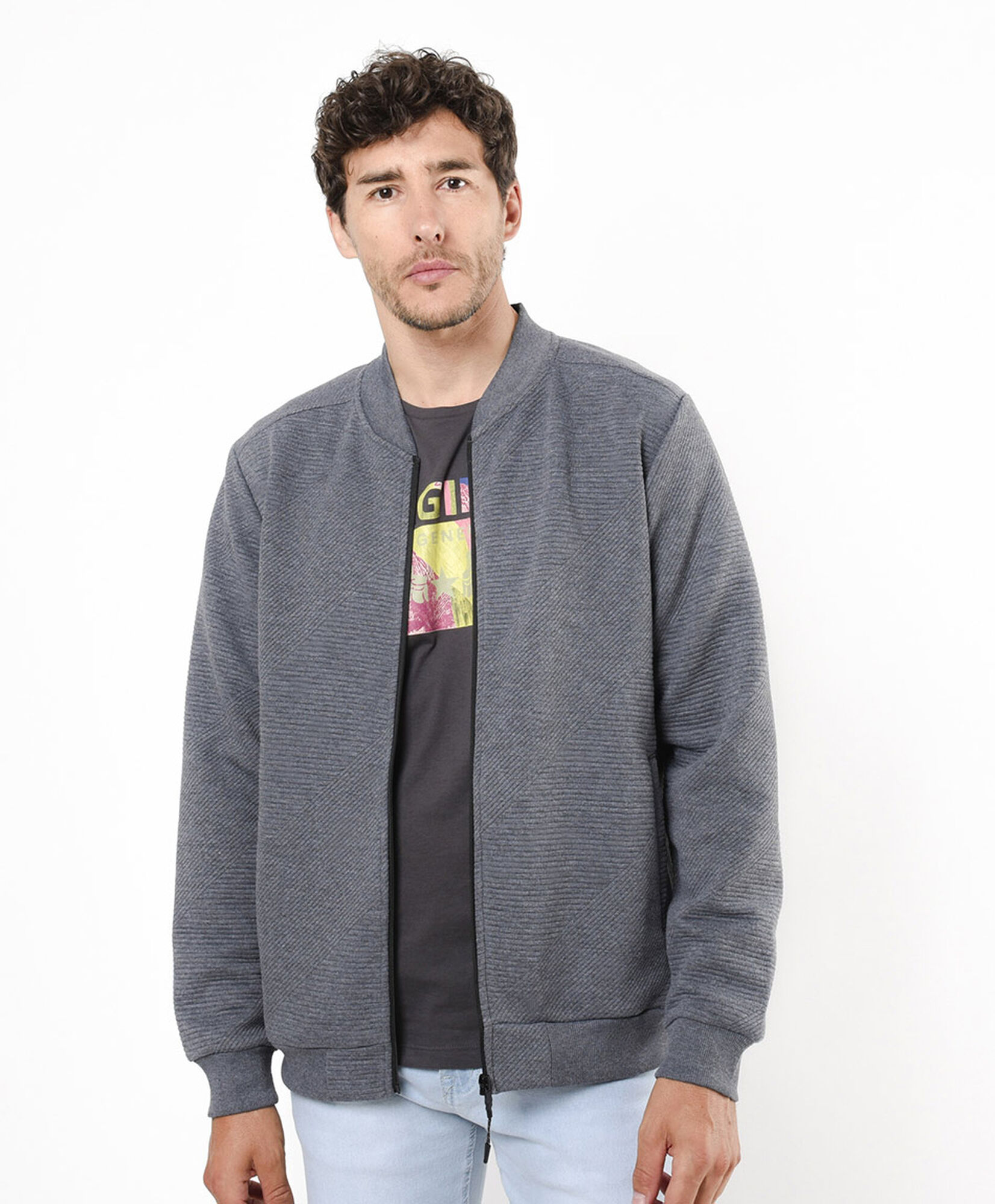 Chaqueta hombre jacquard gris Chaqueta hombre jacquard gris
