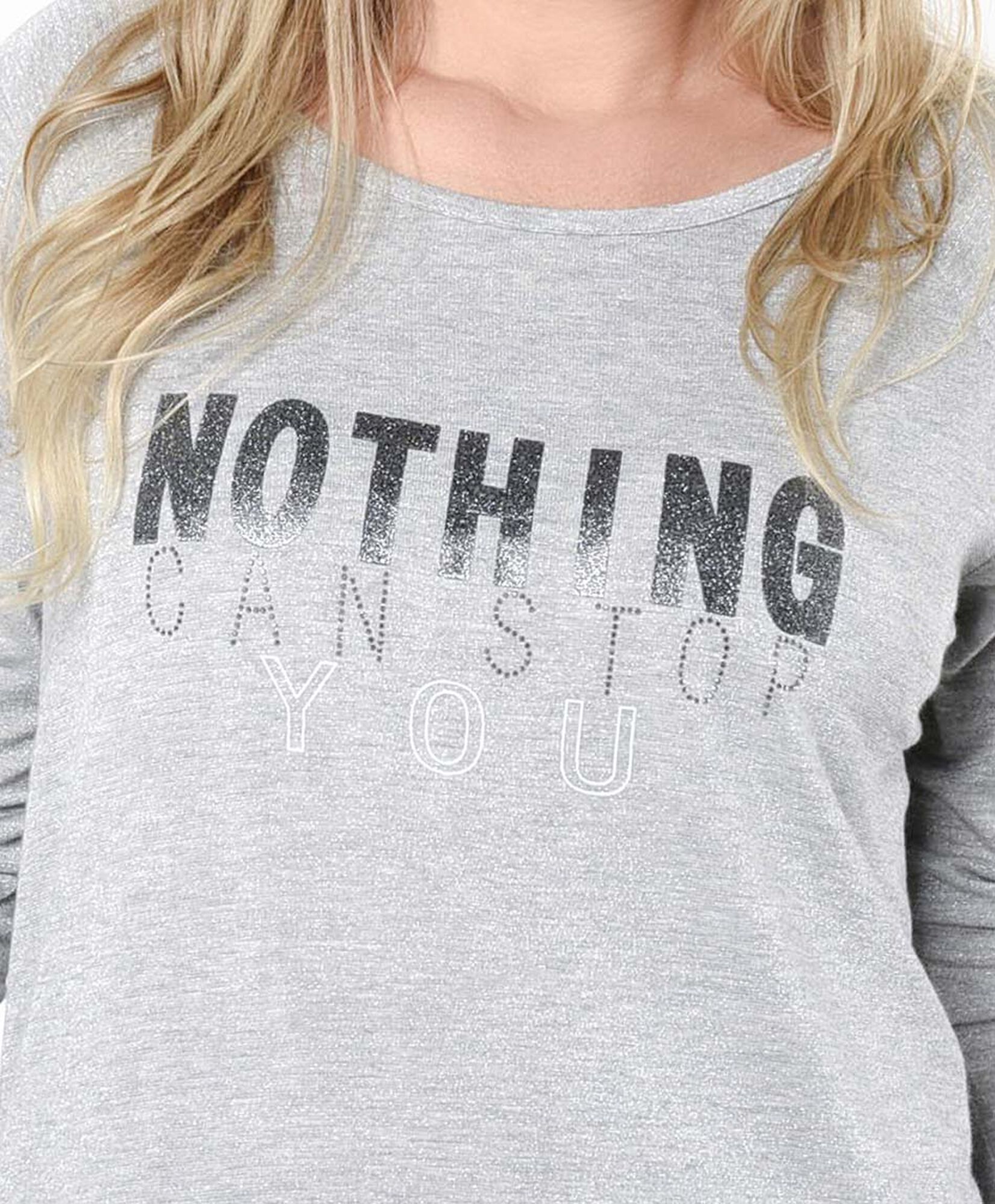 Polera mujer texto brillos Polera mujer texto brillos