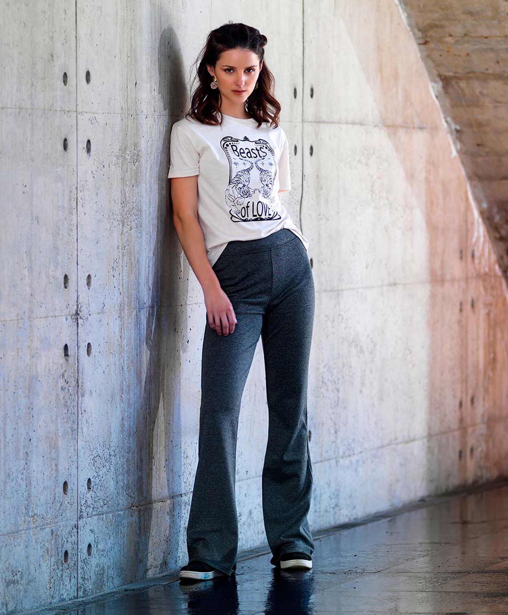 Pantalón mujer jaspeado flare Pantalón mujer jaspeado flare