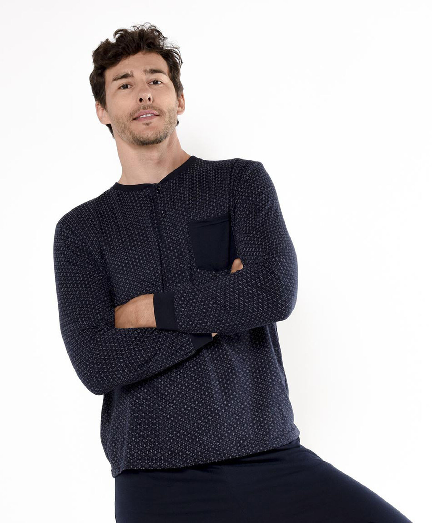 Pijama hombre bolsillo azul oscuro Pijama hombre bolsillo azul oscuro