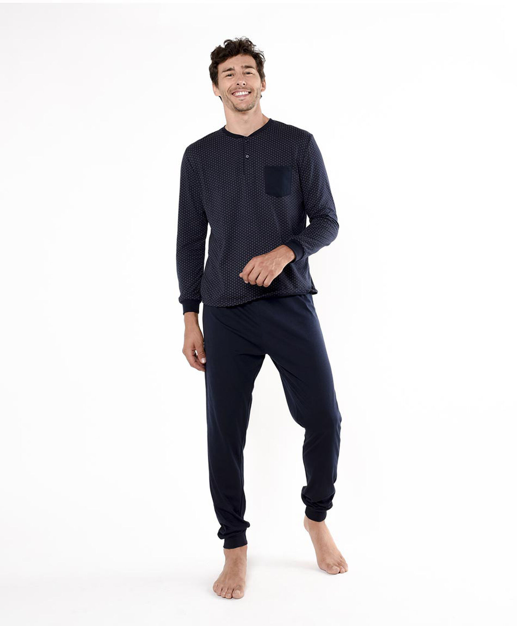 Pijama hombre bolsillo azul oscuro Pijama hombre bolsillo azul oscuro