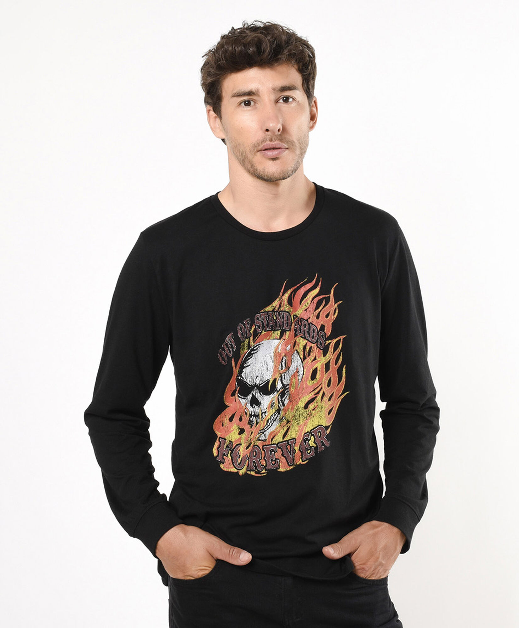 Polera hombre estampado fuego Polera hombre estampado fuego