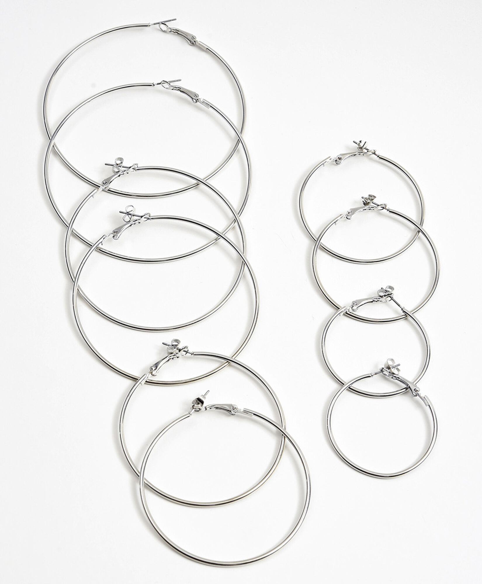 Set 5 aros mujer argollas plateadas Set 5 aros mujer argollas plateadas