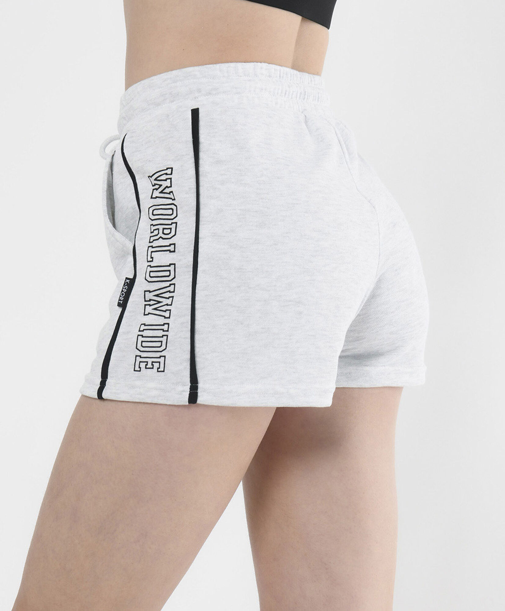 Short deportivo mujer jaspeado texto Short deportivo mujer jaspeado texto