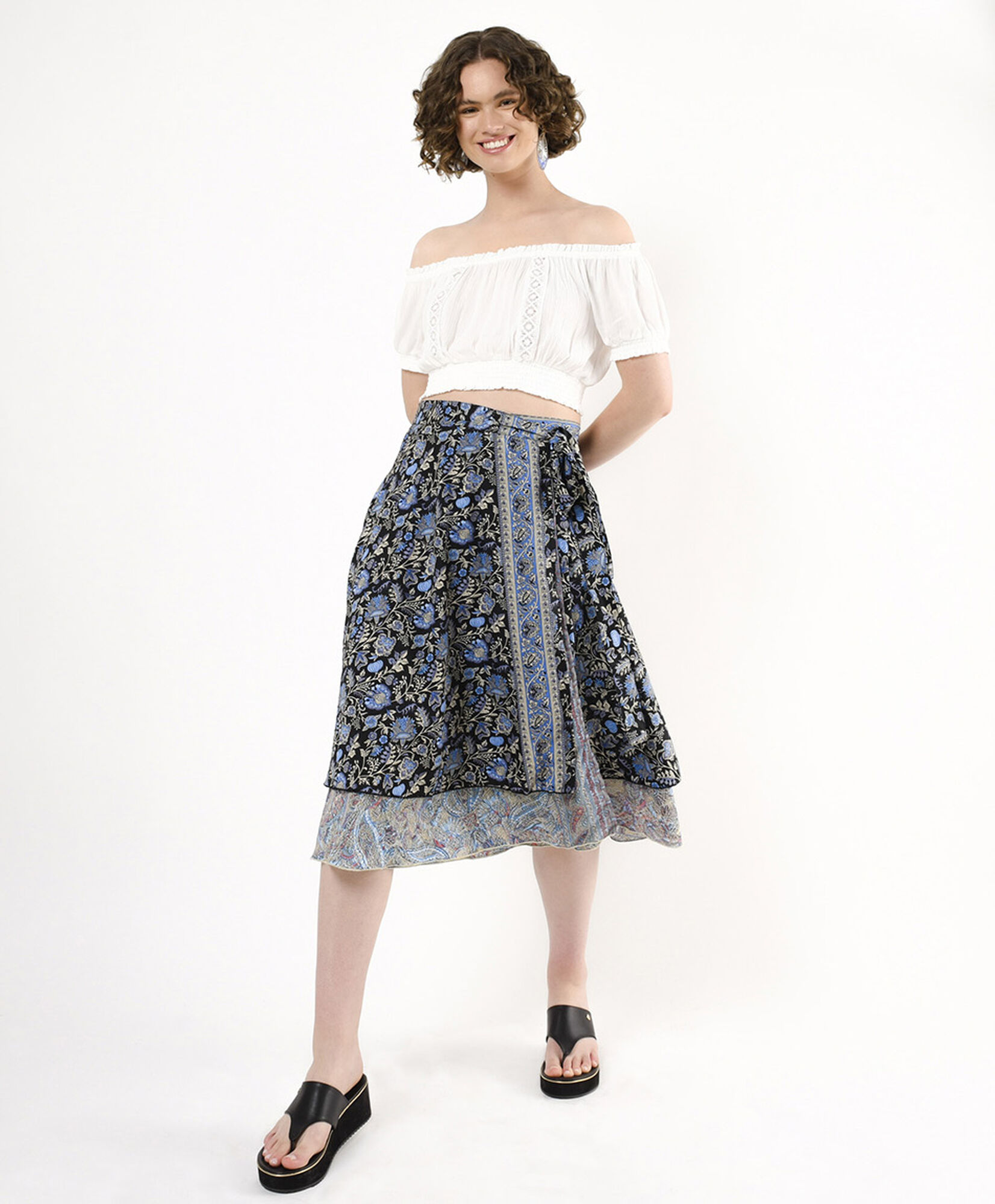 Falda mujer estilo pareo doble estampado Falda mujer estilo pareo doble estampado