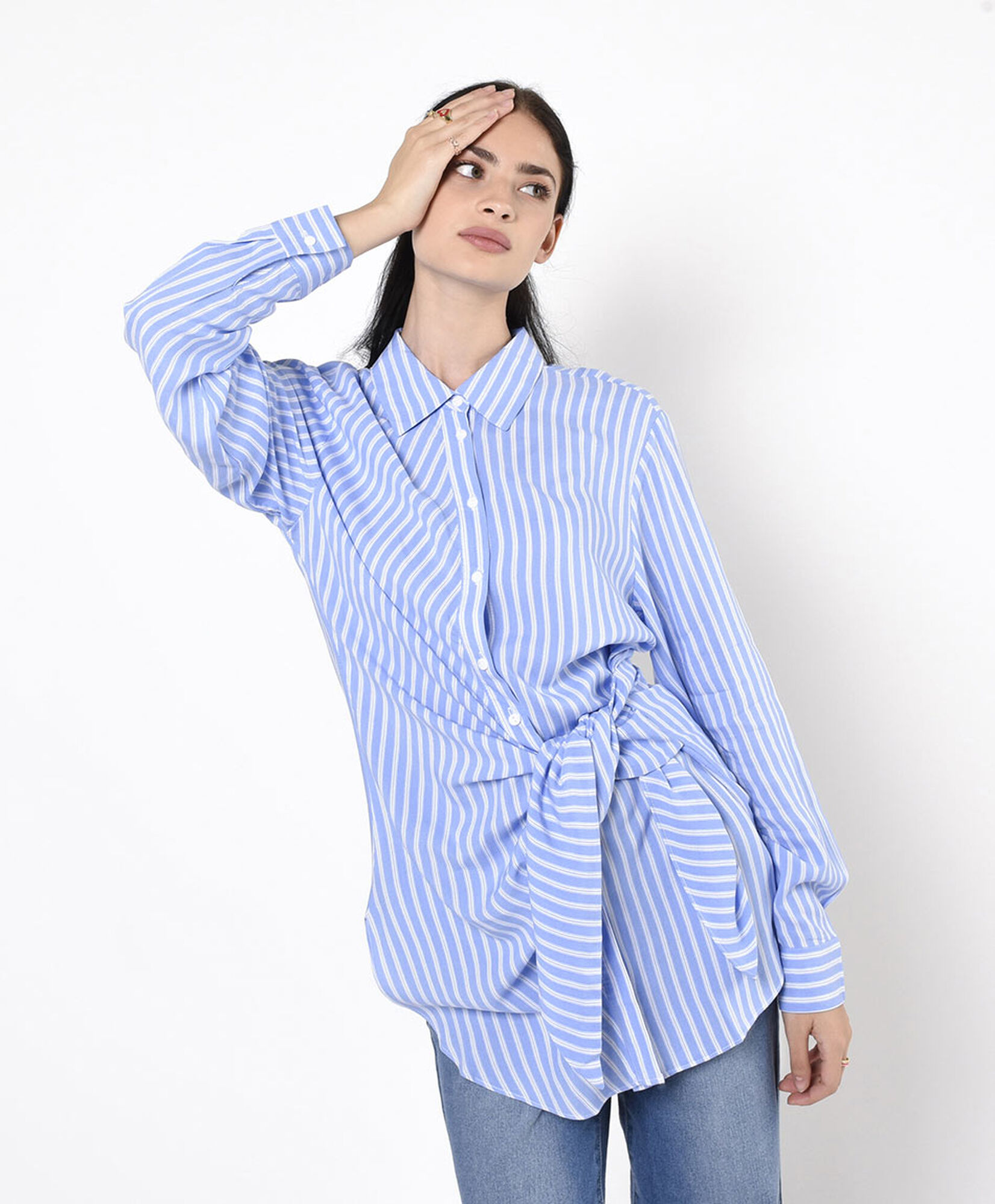 Blusa mujer cruzada lazo líneas Blusa mujer cruzada lazo líneas