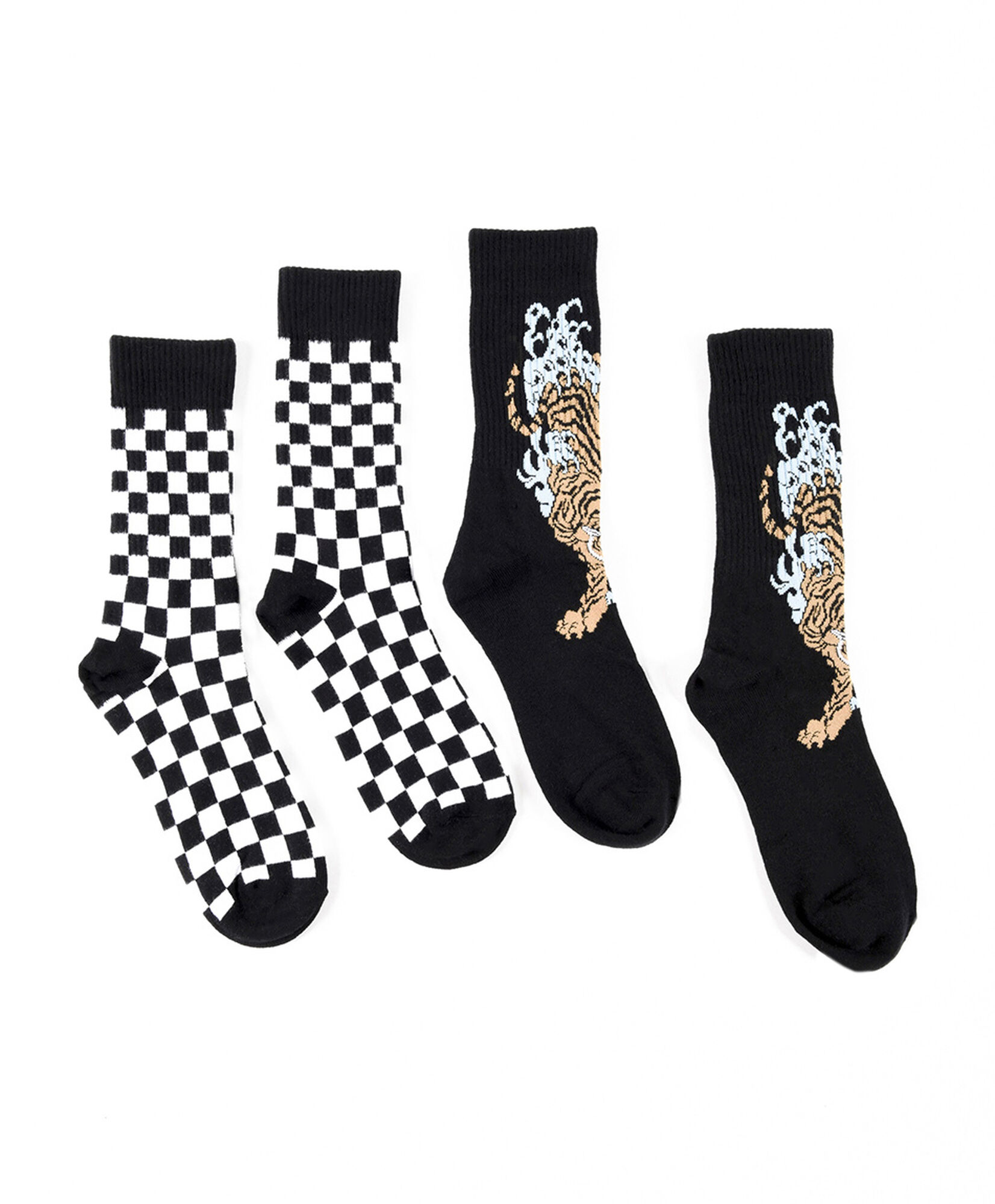 Pack 2 calcetines hombre cuadros y tigres Pack 2 calcetines hombre cuadros y tigres