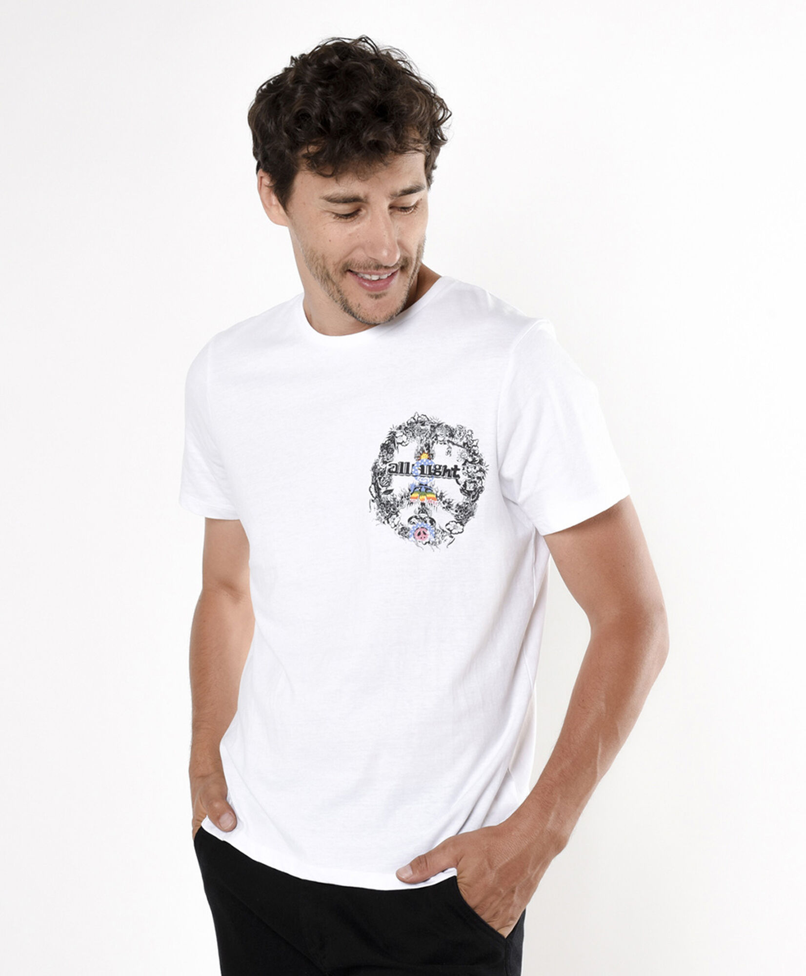 Polera hombre doble estampado paz Polera hombre doble estampado paz