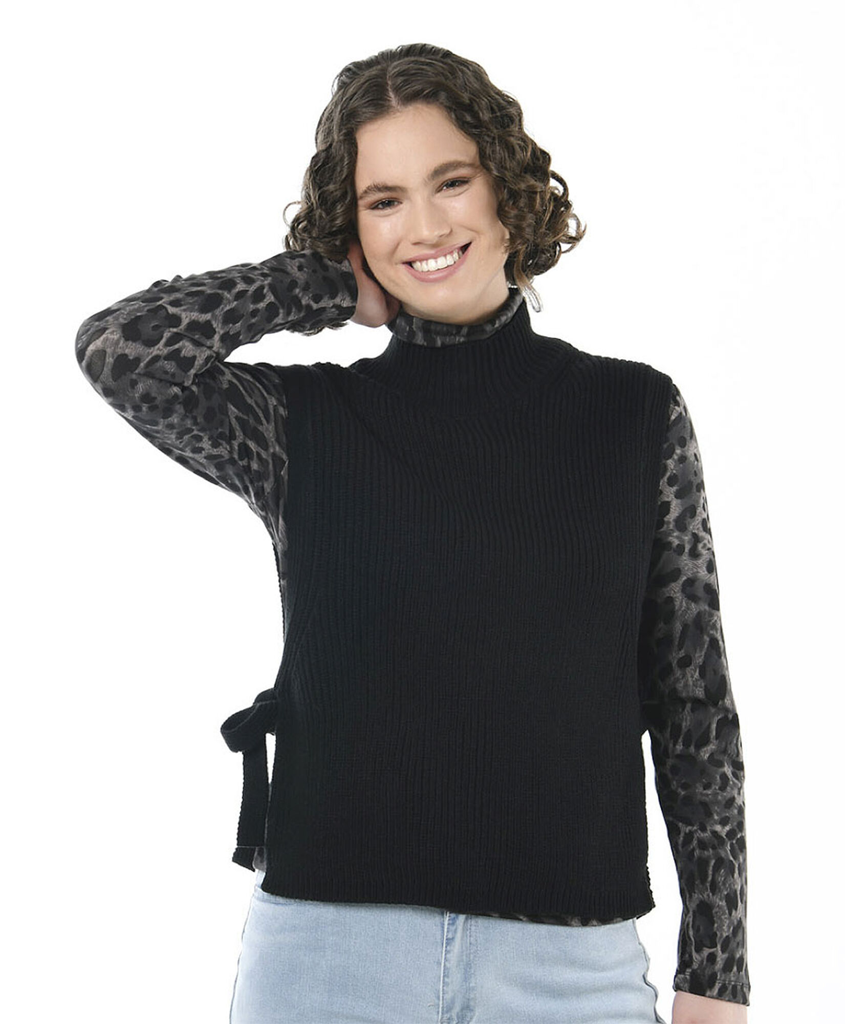 Sweater mujer lazo sin mangas Sweater mujer lazo sin mangas
