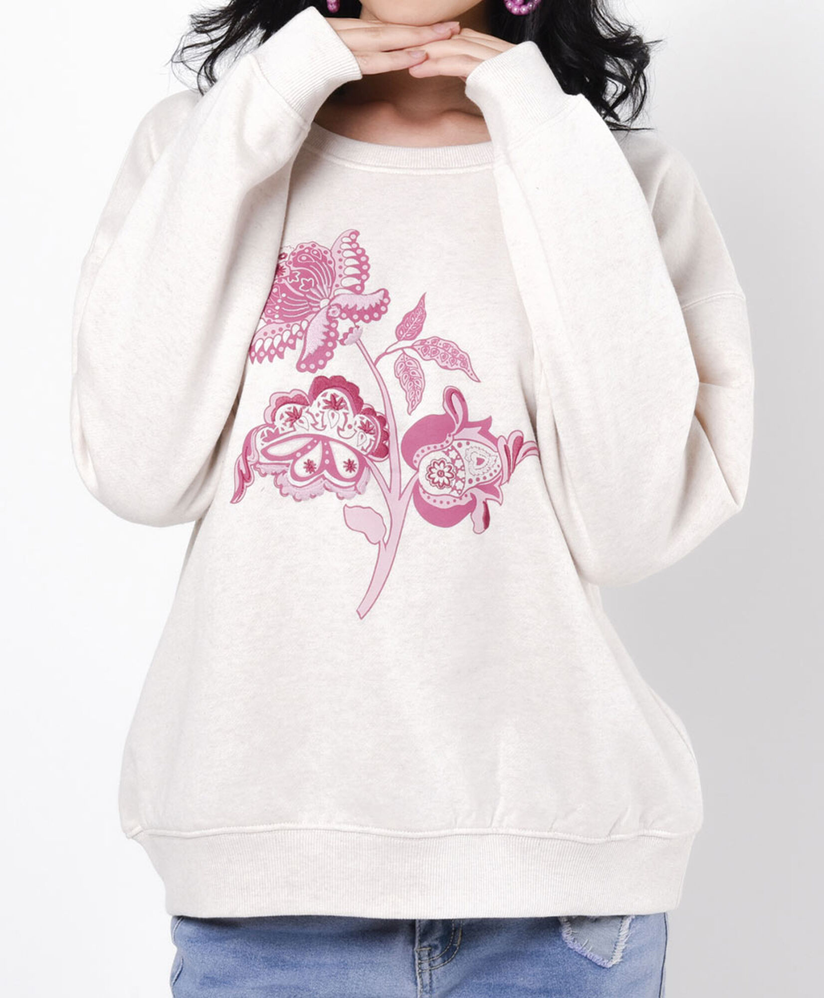 Polerón mujer flor bordada Polerón mujer flor bordada