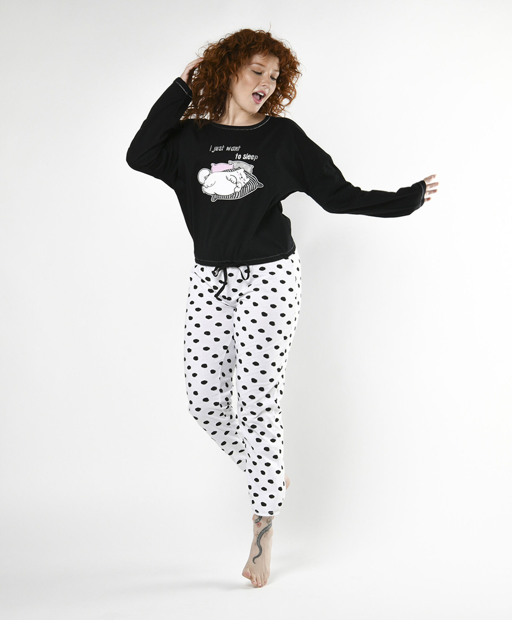 Pijama mujer polar gato puntos Pijama mujer polar gato puntos