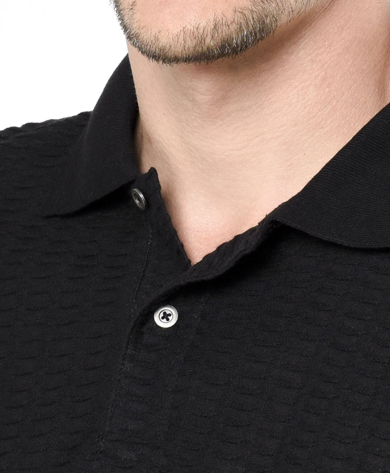 Polera hombre textura cuello piqué Polera hombre textura cuello piqué