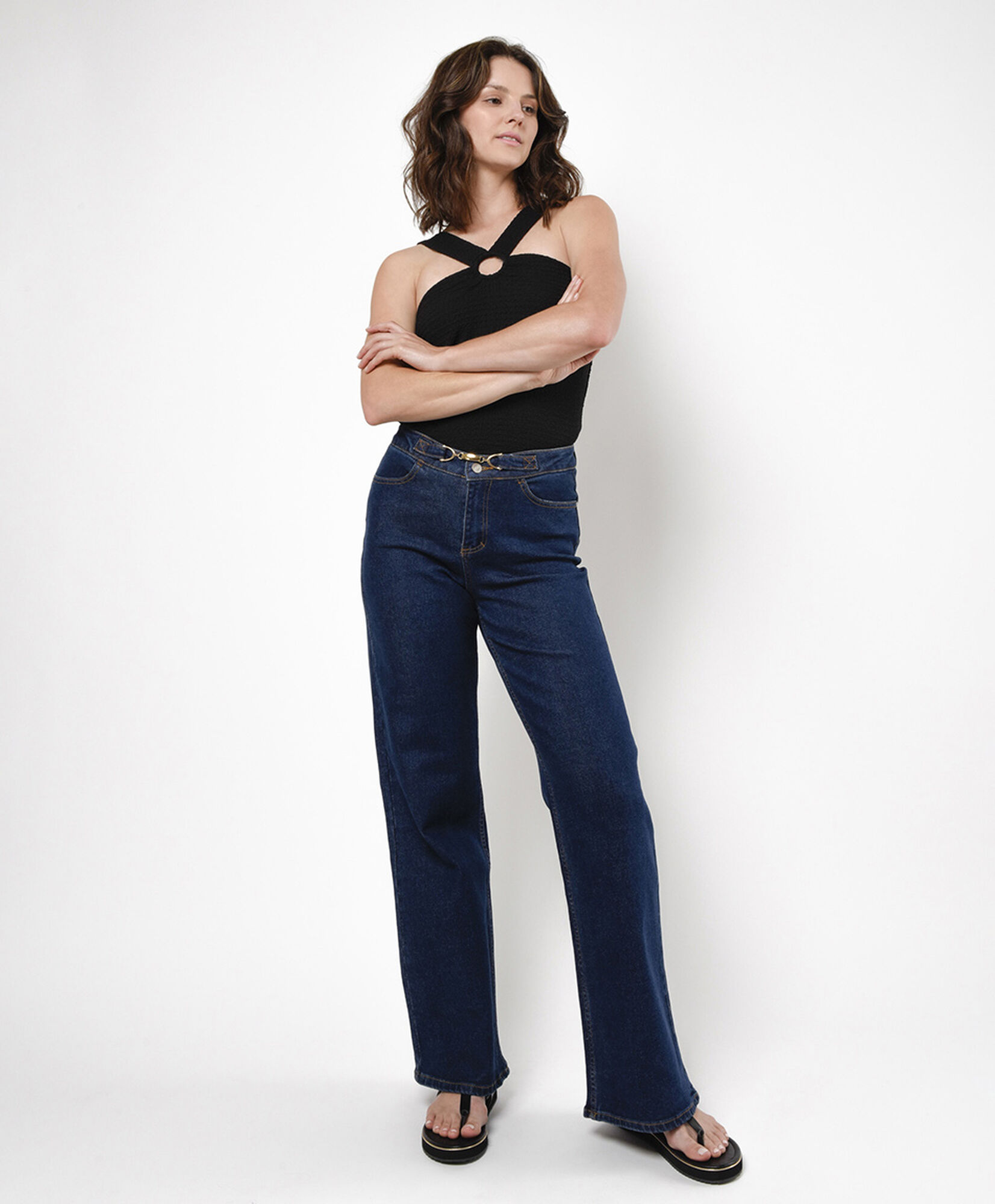 Jeans mujer accesorio pretina wide Jeans mujer accesorio pretina wide