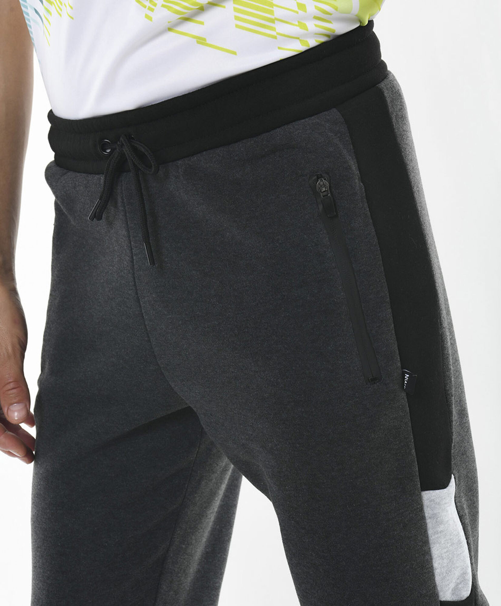 Pantalón de buzo hombre jaspeado franjas slim fit Pantalón de buzo hombre jaspeado franjas slim fit