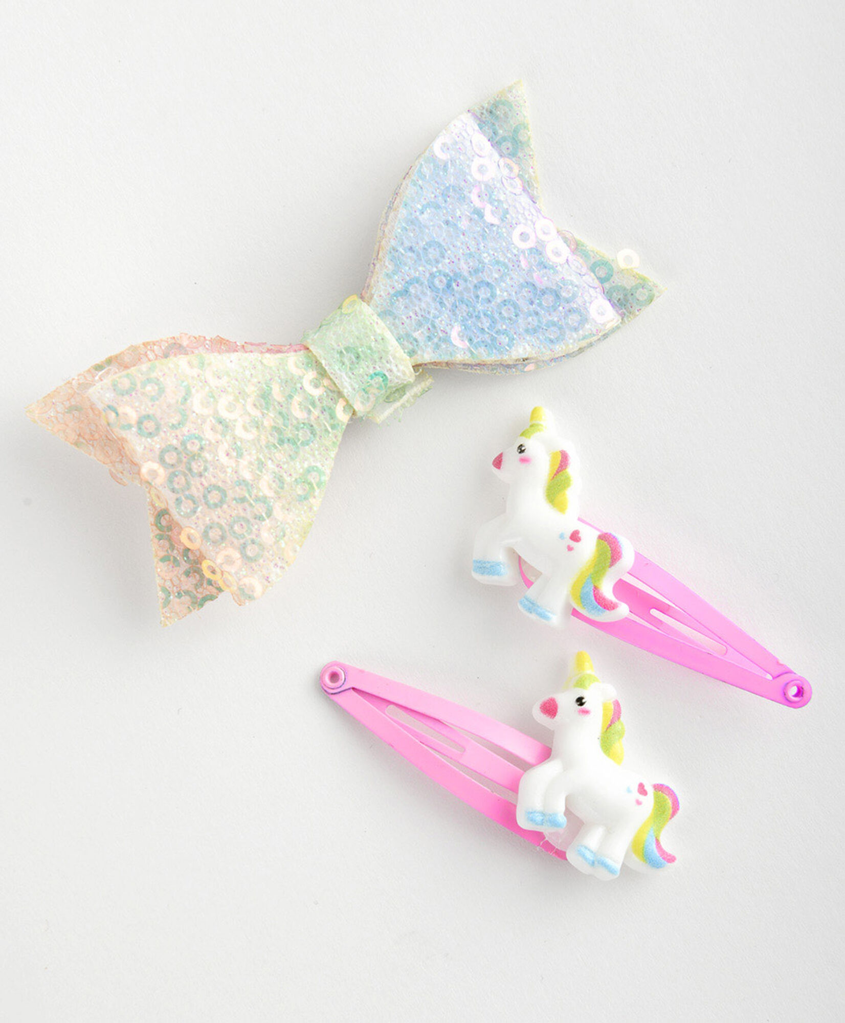 Set 3 pinches niña unicornio lentejuelas Set 3 pinches niña unicornio lentejuelas