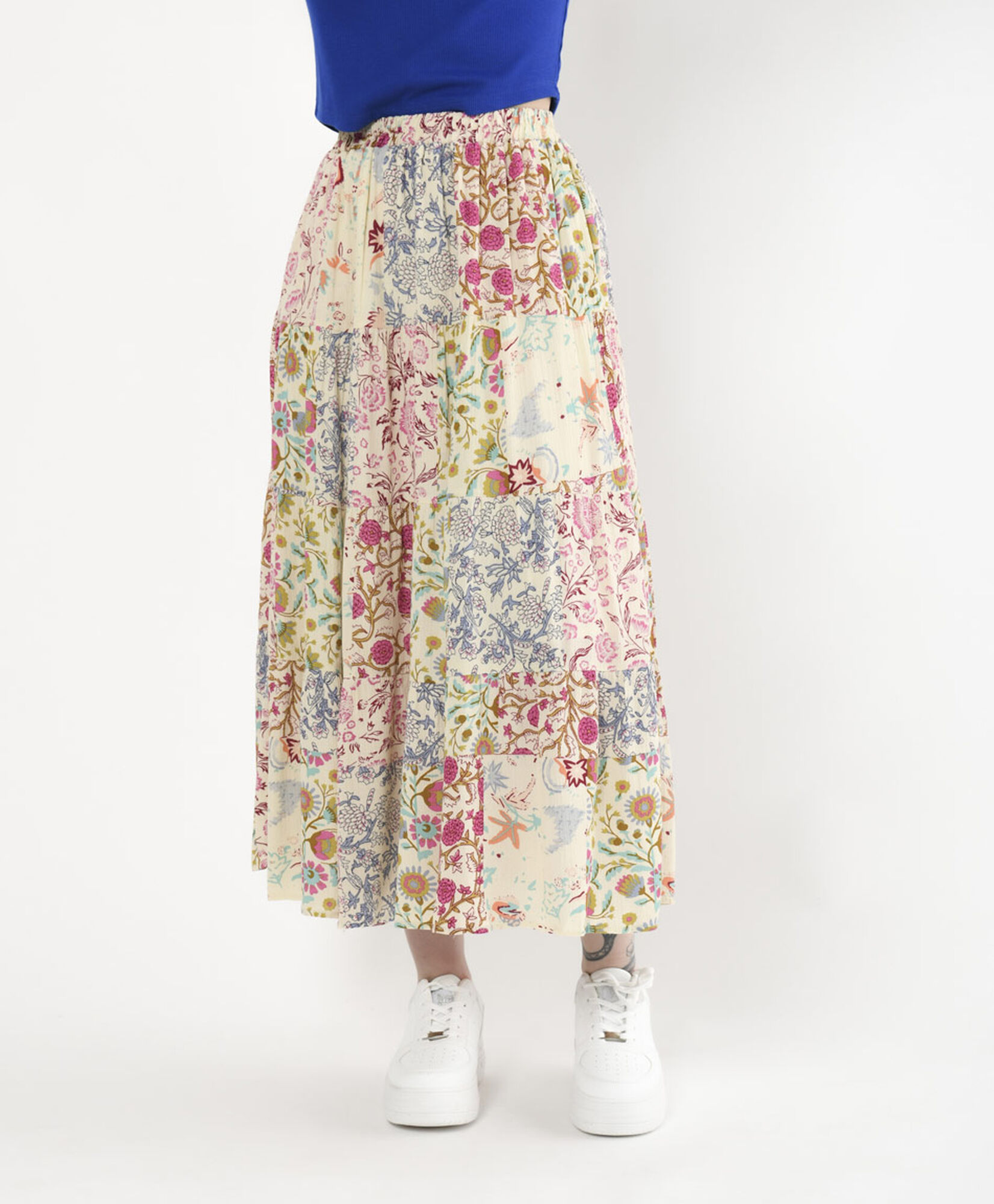 Falda larga mujer floral patchwork Falda larga mujer floral patchwork