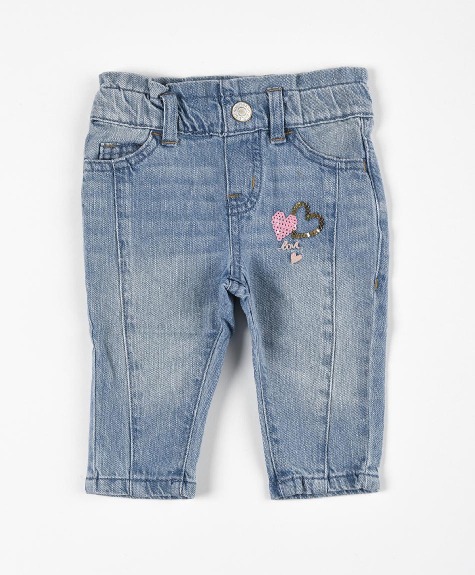 Jeans bebé corazones lentejuelas Jeans bebé corazones lentejuelas