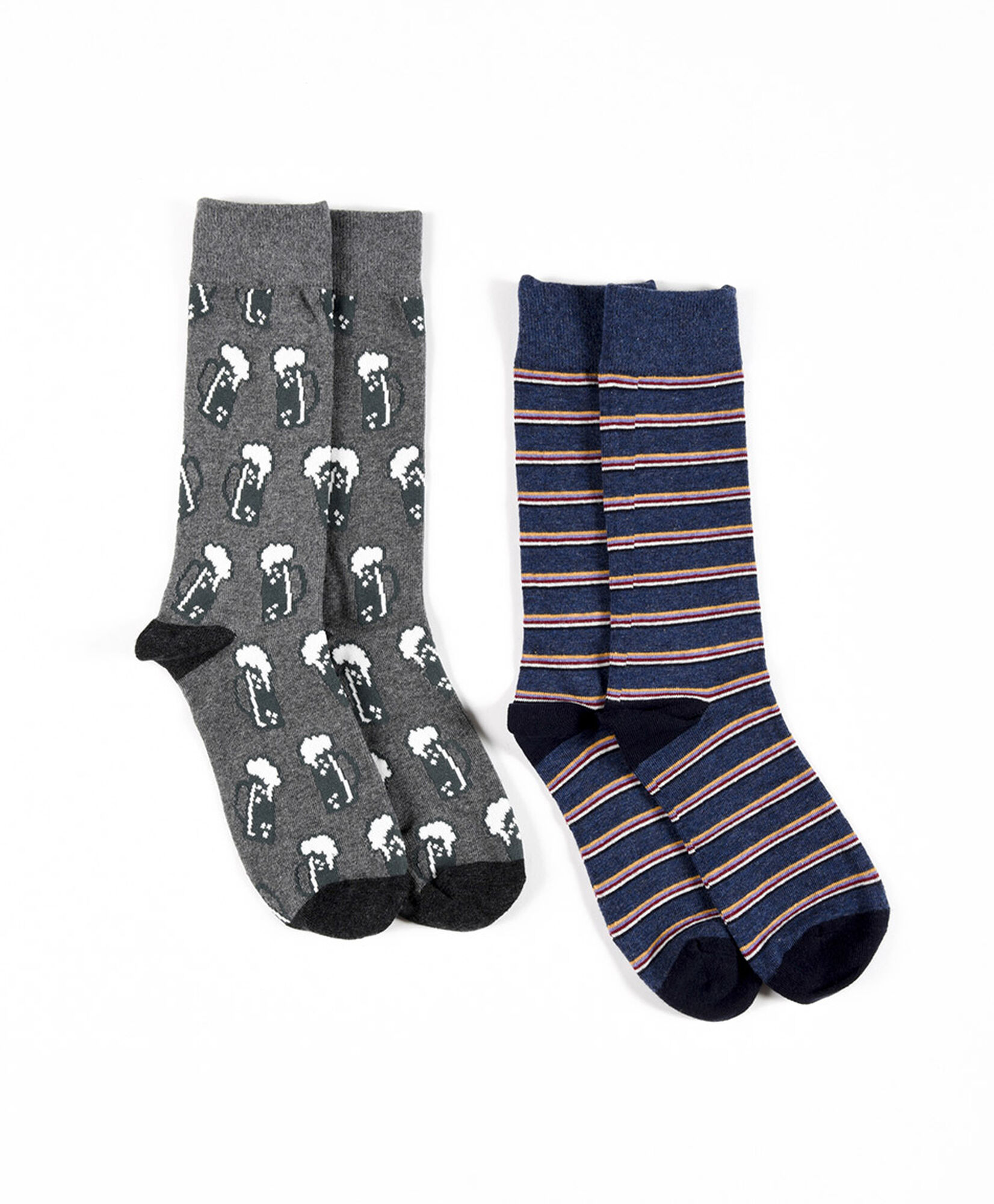Pack 2 calcetines hombre rayas y vasos Pack 2 calcetines hombre rayas y vasos