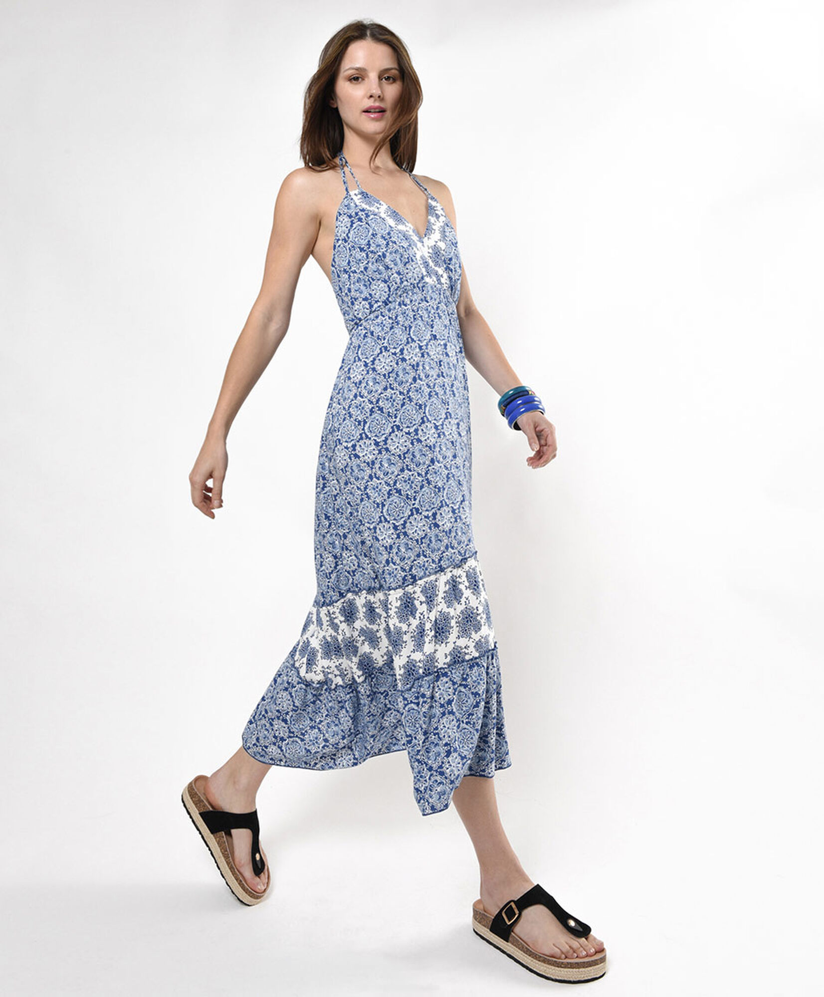 Vestido mujer floreado espalda elasticada Vestido mujer floreado espalda elasticada
