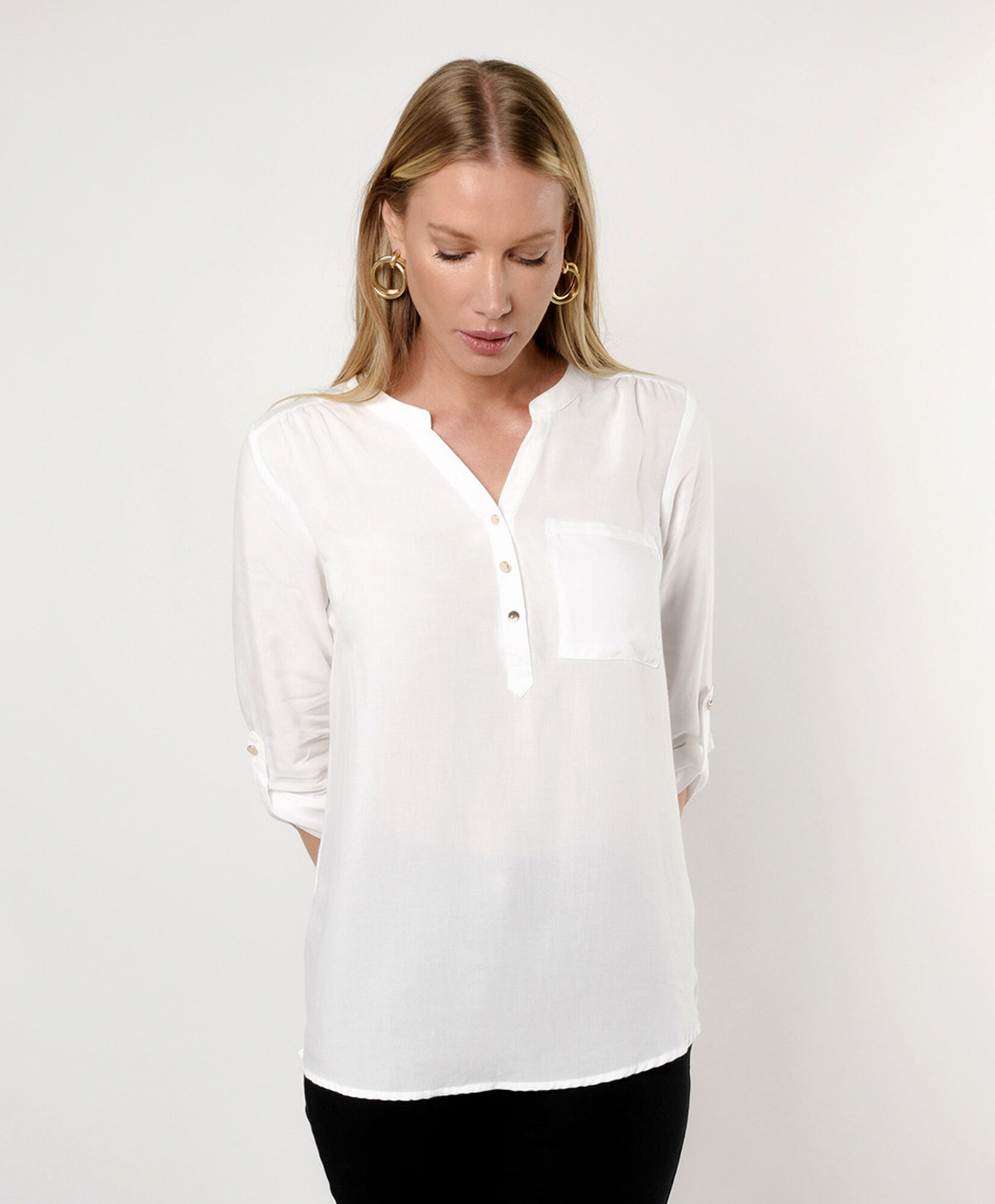 Blusa mujer lisa manga ajustable Blusa mujer lisa manga ajustable