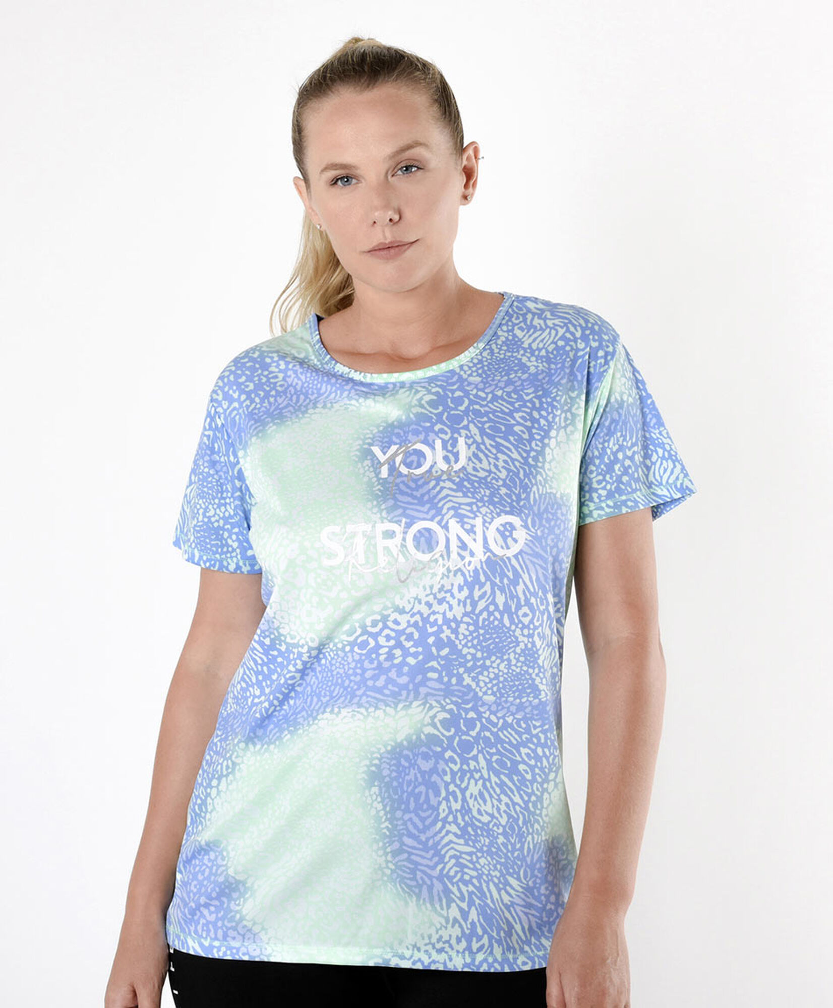 Polera deportiva mujer bicolor floreada Polera deportiva mujer bicolor floreada