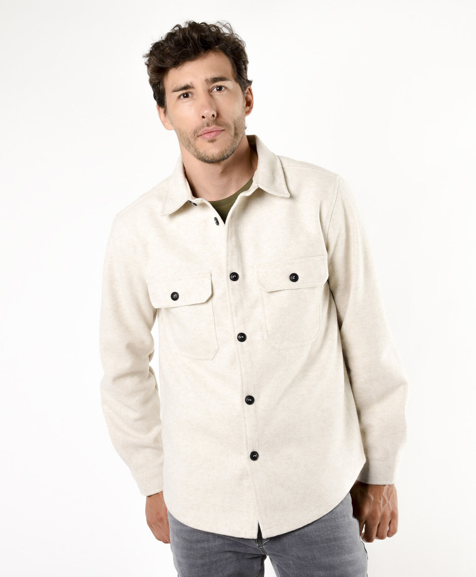 Chaqueta hombre doble bolsillo beige Chaqueta hombre doble bolsillo beige