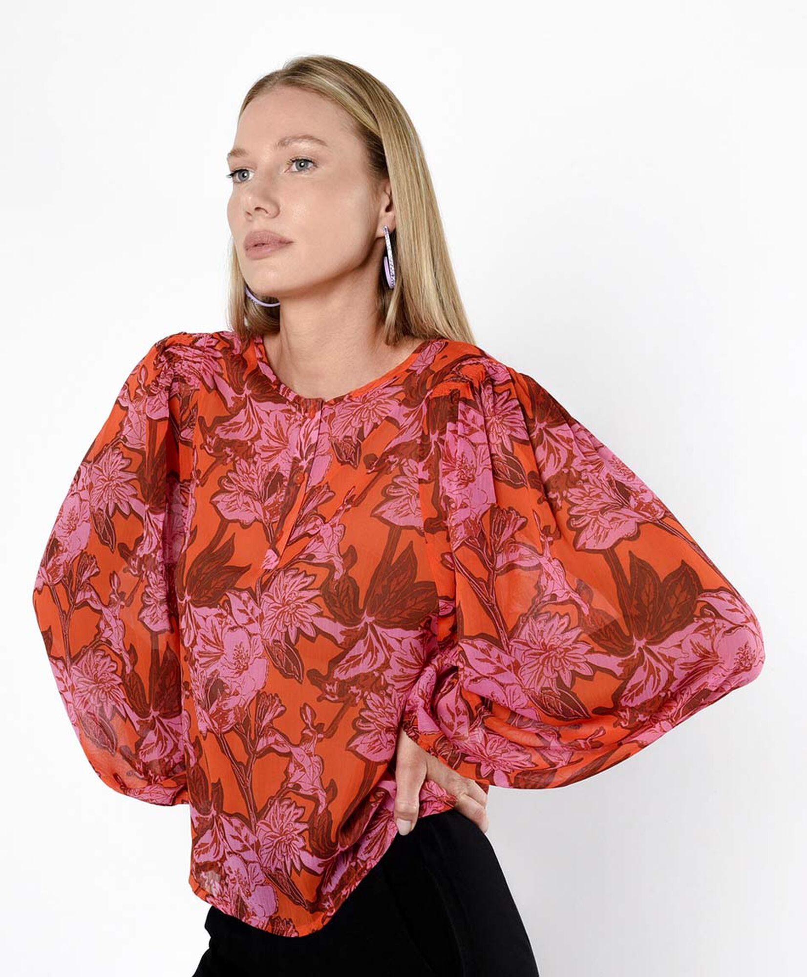 Blusa mujer floreada manga globo Blusa mujer floreada manga globo