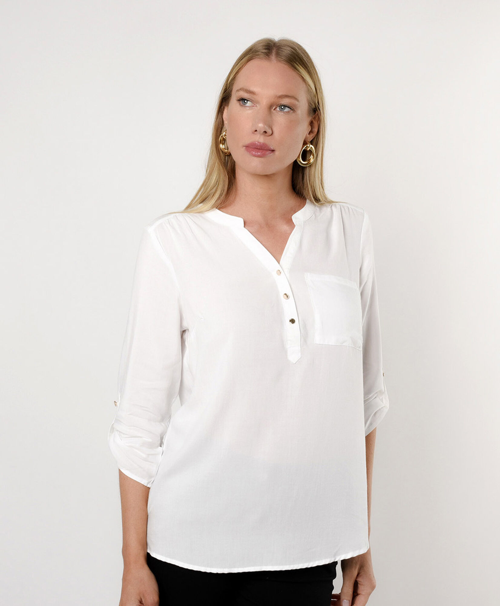 Blusa mujer lisa manga ajustable Blusa mujer lisa manga ajustable